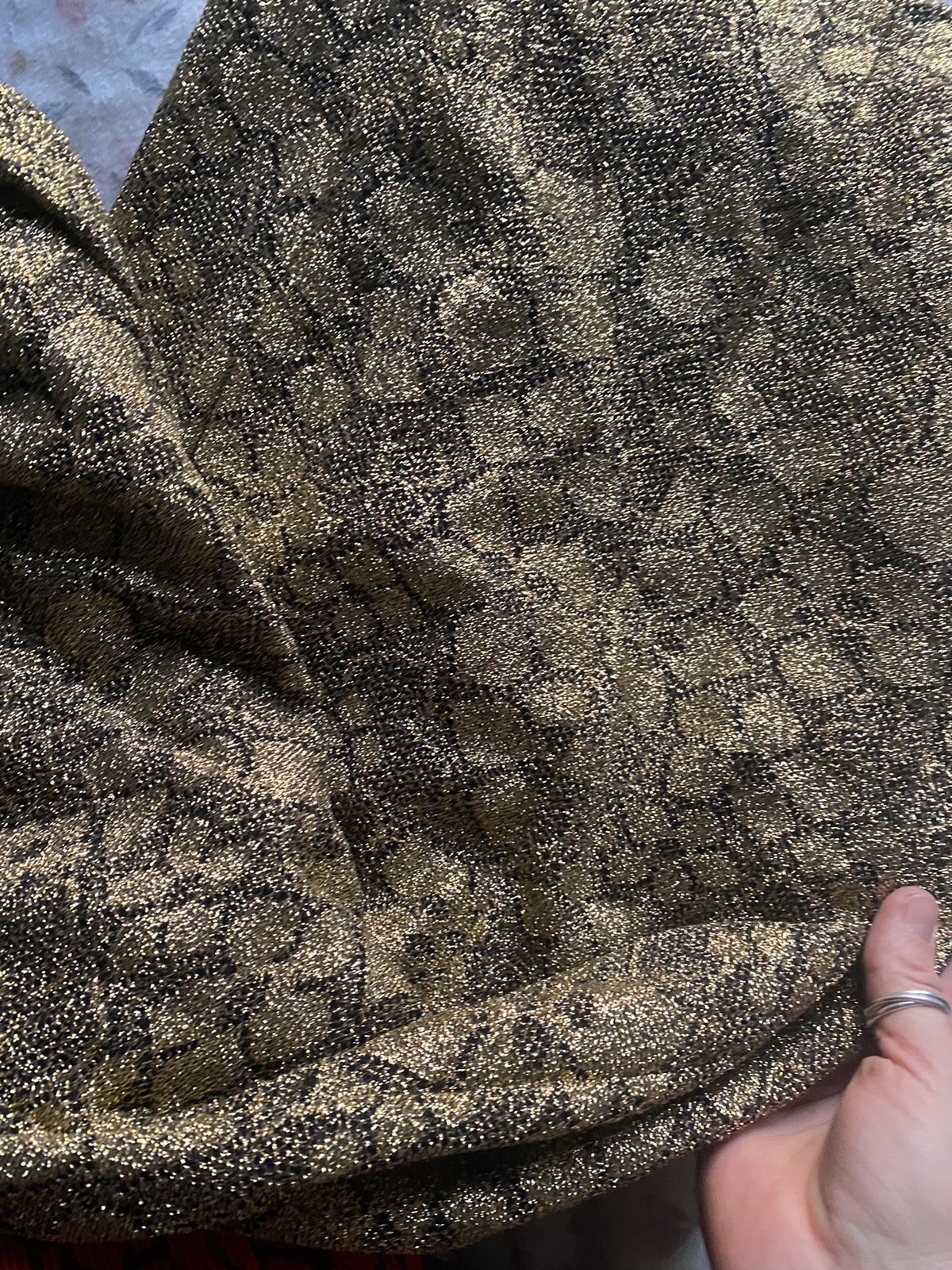 Karen Okada 'Climax’ for David Howard 80s Gold Bodycon Mini Floral Lace Dress