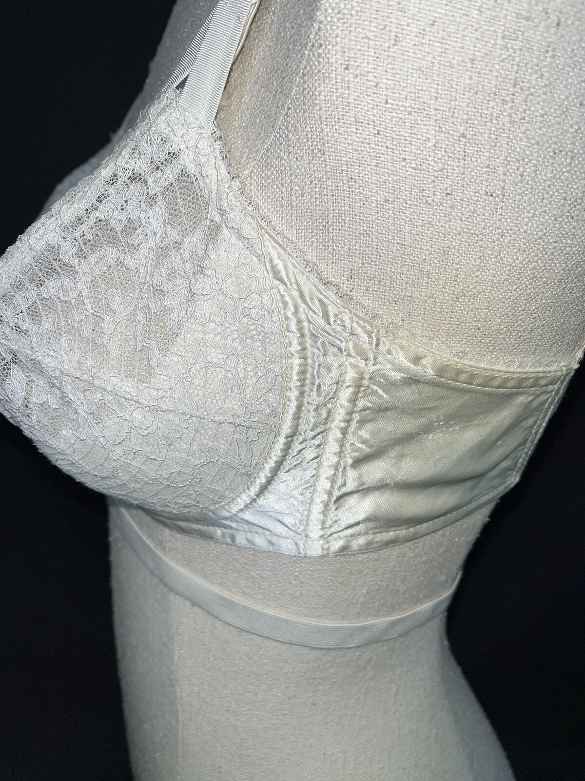 Vtg 50’s Bra Circle Stitch Hollywood Vassarette Backless Petal Pusher White 36B