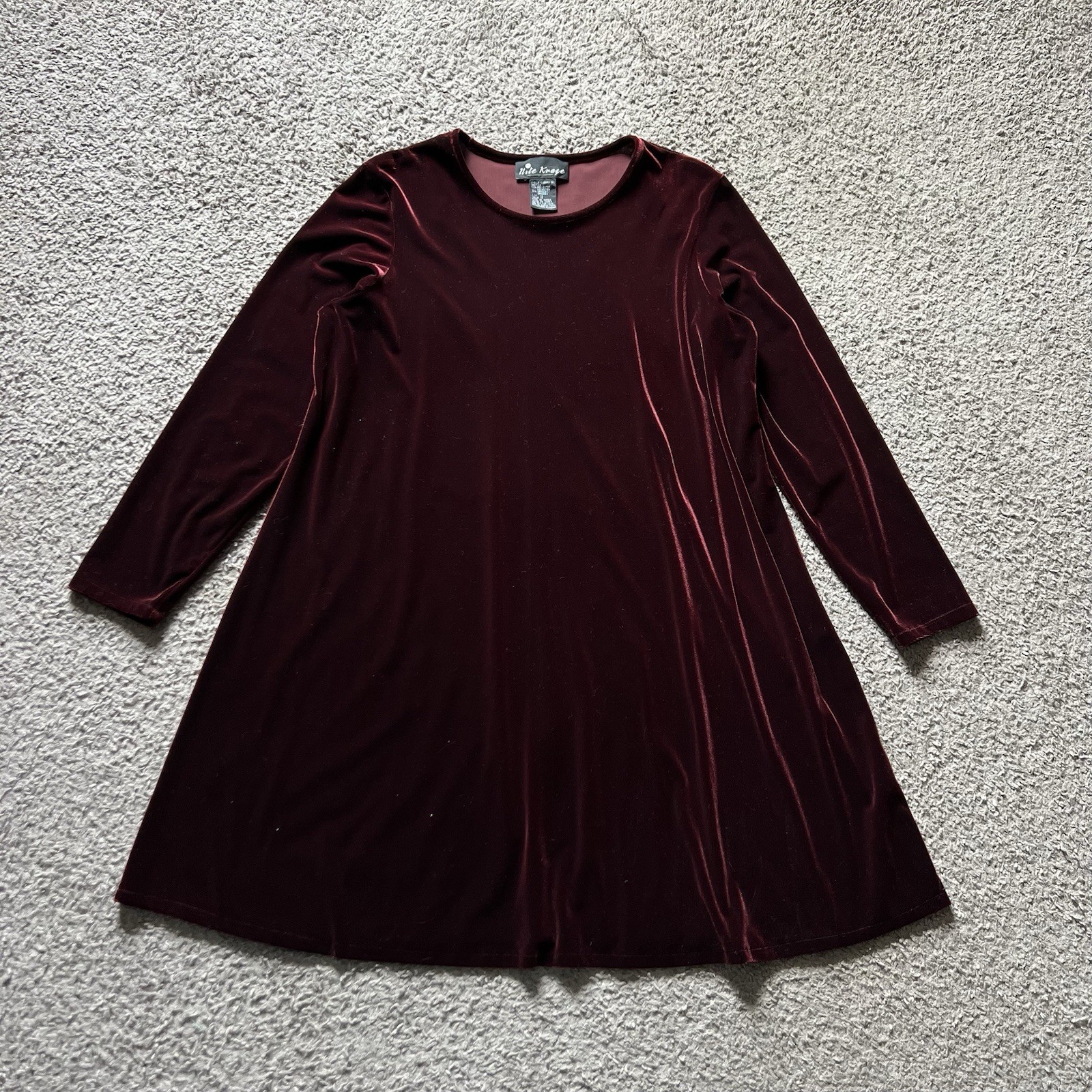 Vintage Y2K 90s Velvet Dress Sz 12 Red Burgundy Mini Long Sleeve Romantic Grunge