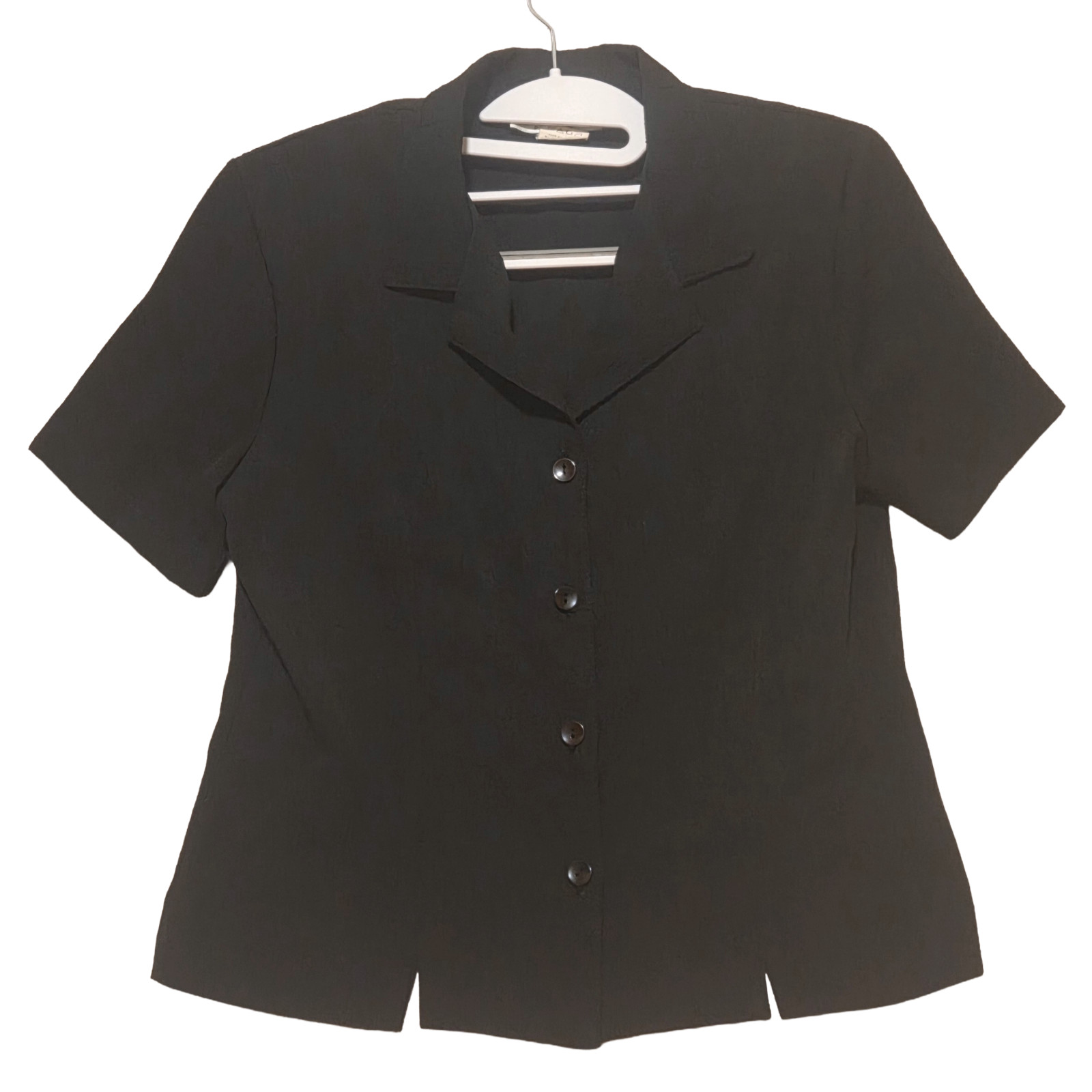 Vintage Briggs Petite Black Button-Up Collared Shirt