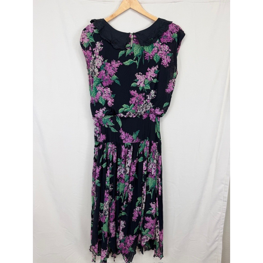 Moonglow Vintage 80s India Cotton Gauze Dress Womens L Lilac Floral Whimsigoth