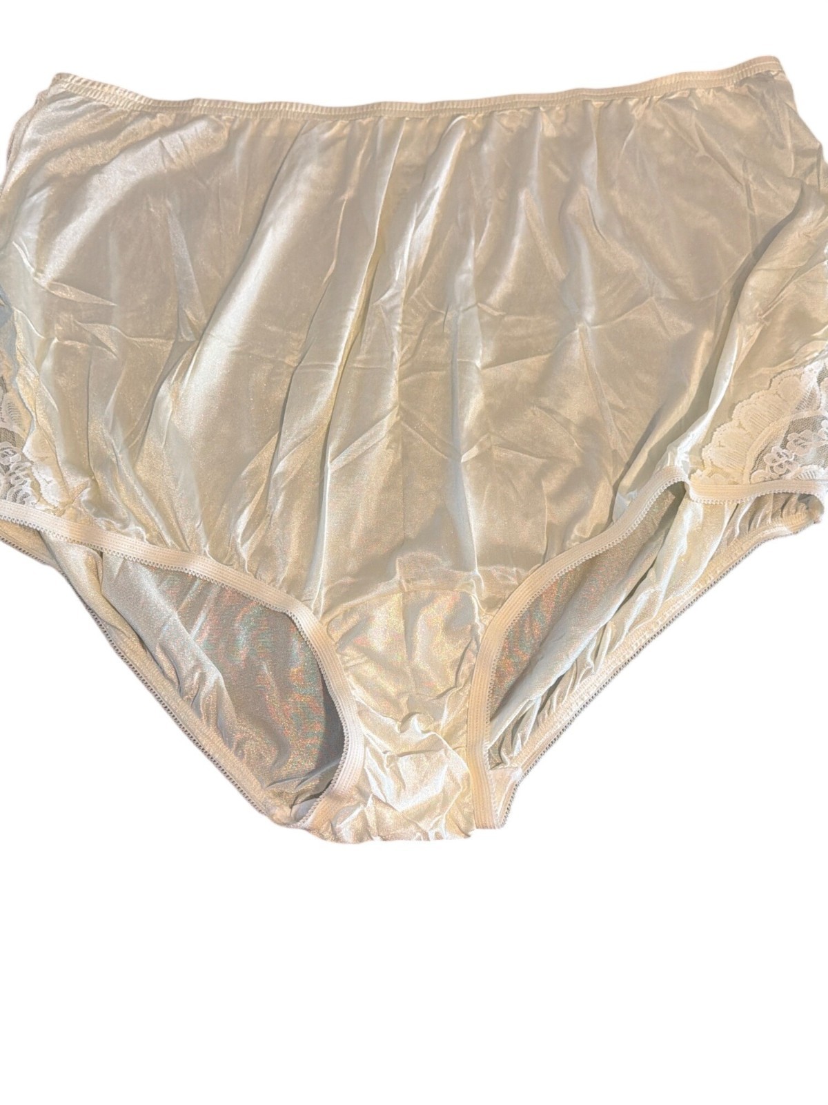 Vtg Vanity Fair 13801 Candleglow Nylon Brief Granny Panties Lace Sz10/3XL NWOT