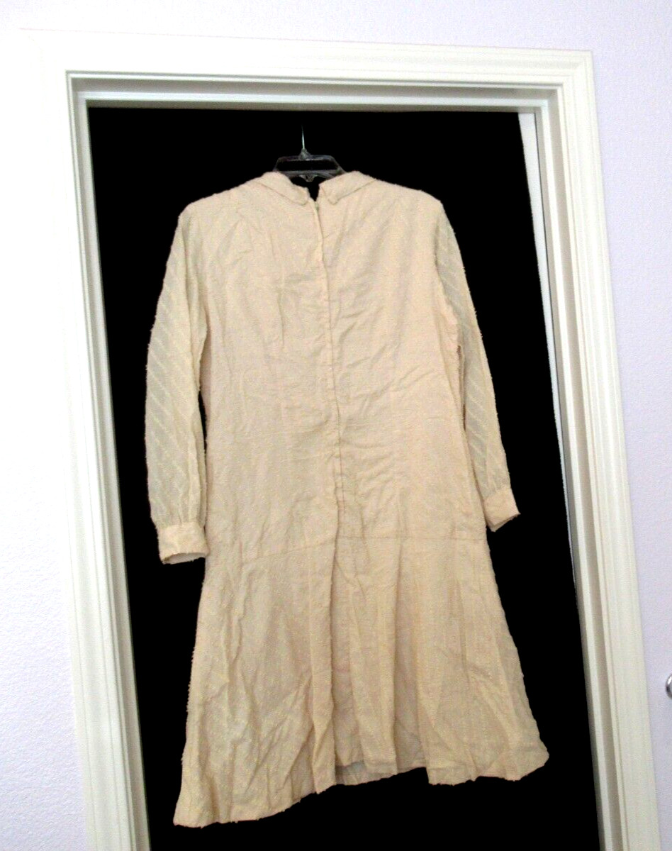Yellow dropped waist dress, butterfly collar, sz. M 36″ chest, c. 1970s