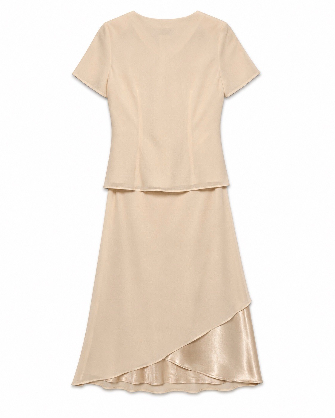 Jolibel Petite Skirt Suit Set Size 2 Beige Satin Vintage 90s