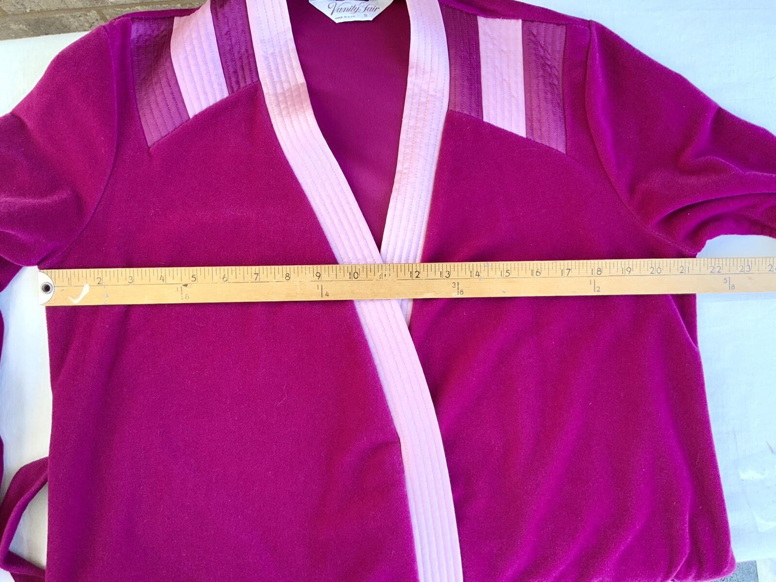 VANITY FAIR LONG FLEECE ROBE HOUSE COAT SZ 12 Fuscia Plum Side Pockets Tie Belt