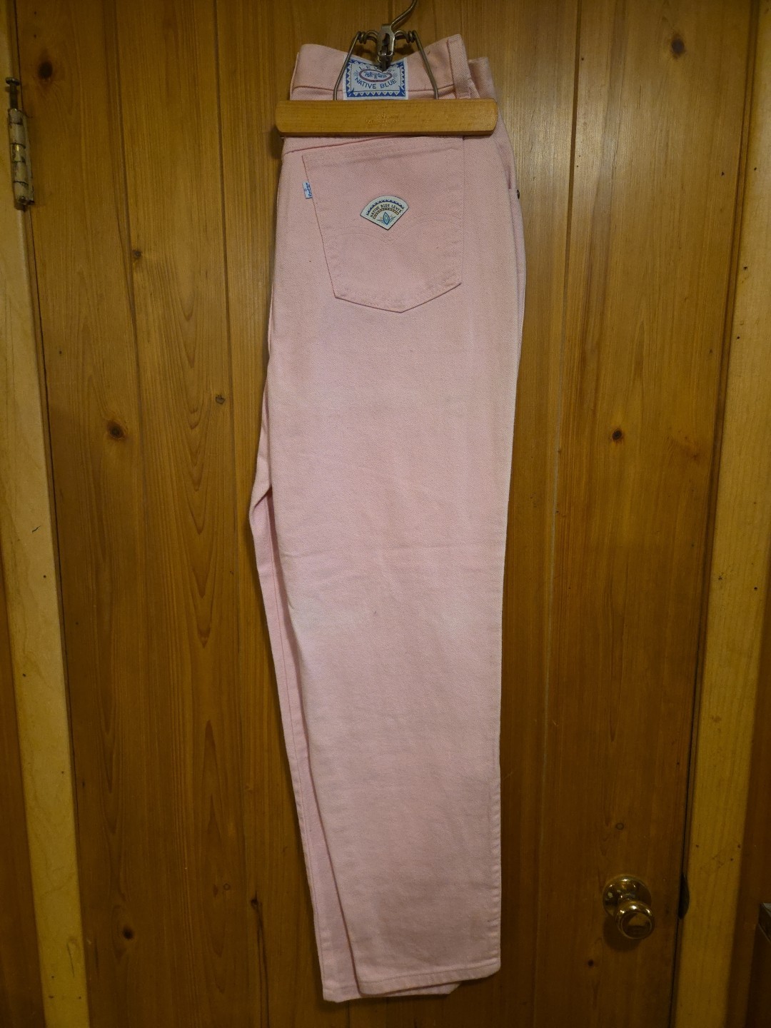 Vintage 90s Levi’s NATIVE BLUE Pink Womens Denim Jeans Pants Size 14 30″ Inseam