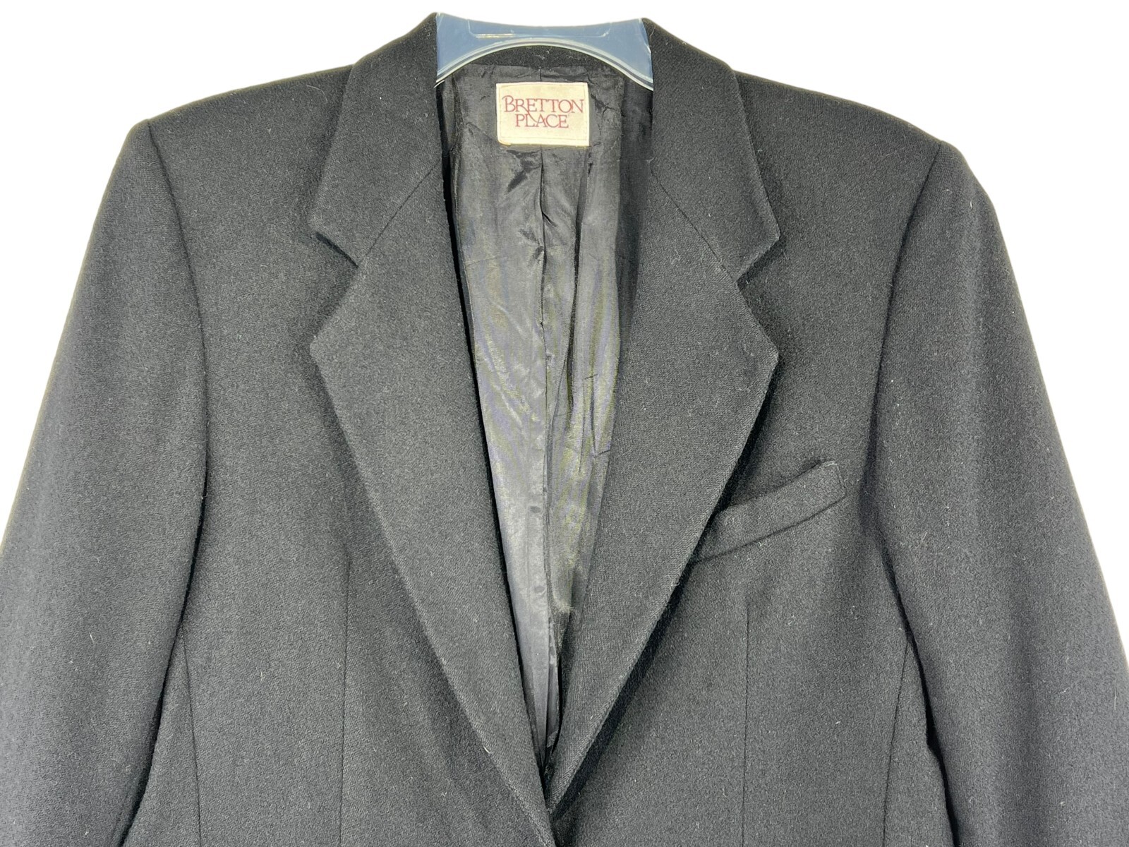 VTG Bretton Place Women Size Blazer Black 3 Pocket Notched Lapel Wool