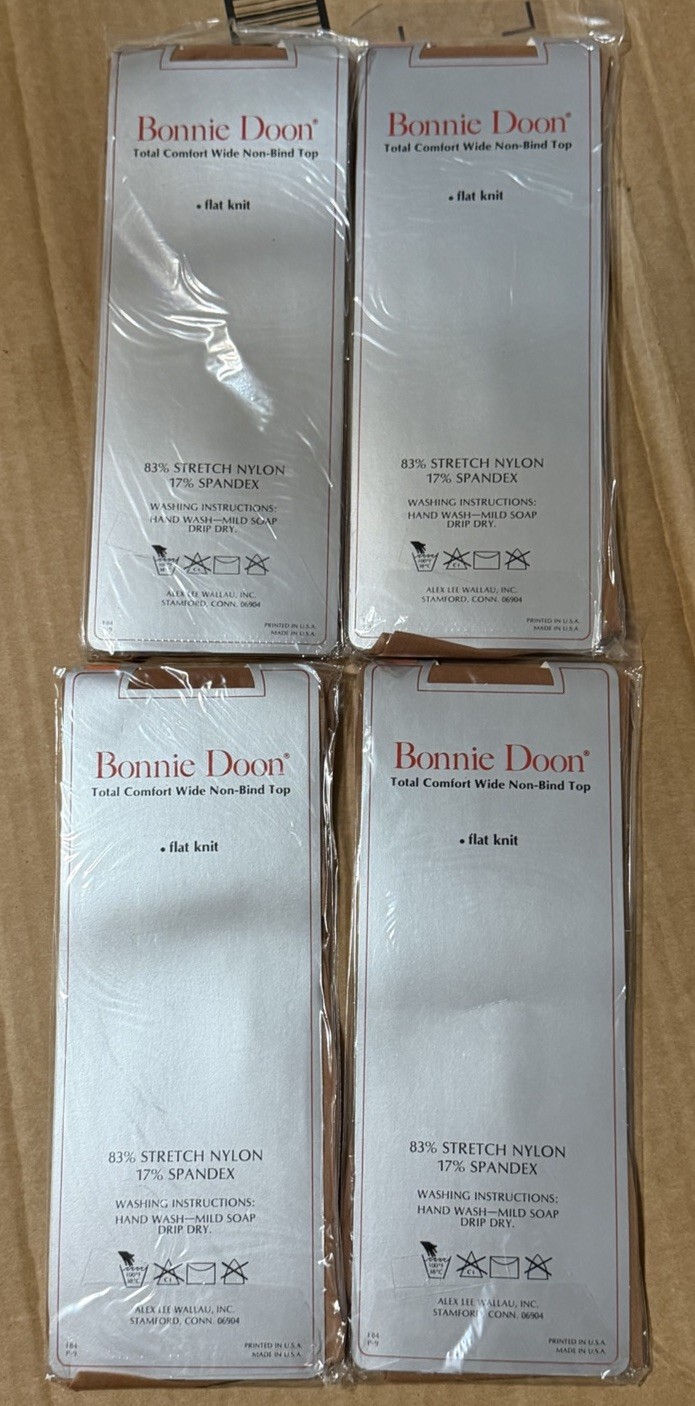 4 Vintage Bonnie Doon Sunbeige Sheer Support Knee Hi Stockings Sandalfoot NOS