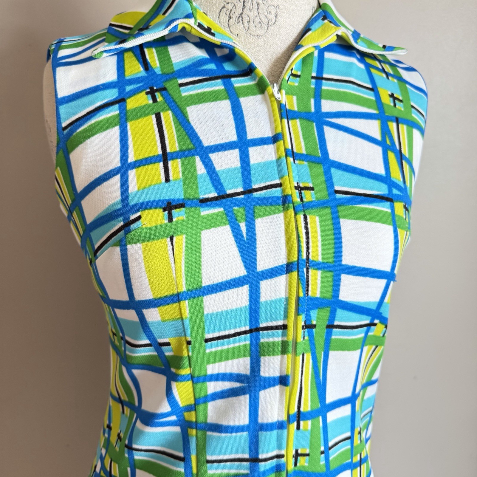 Vintage 60s Geometric Sporty Tennis Dress + Shorts Small Retro Mod Union Made