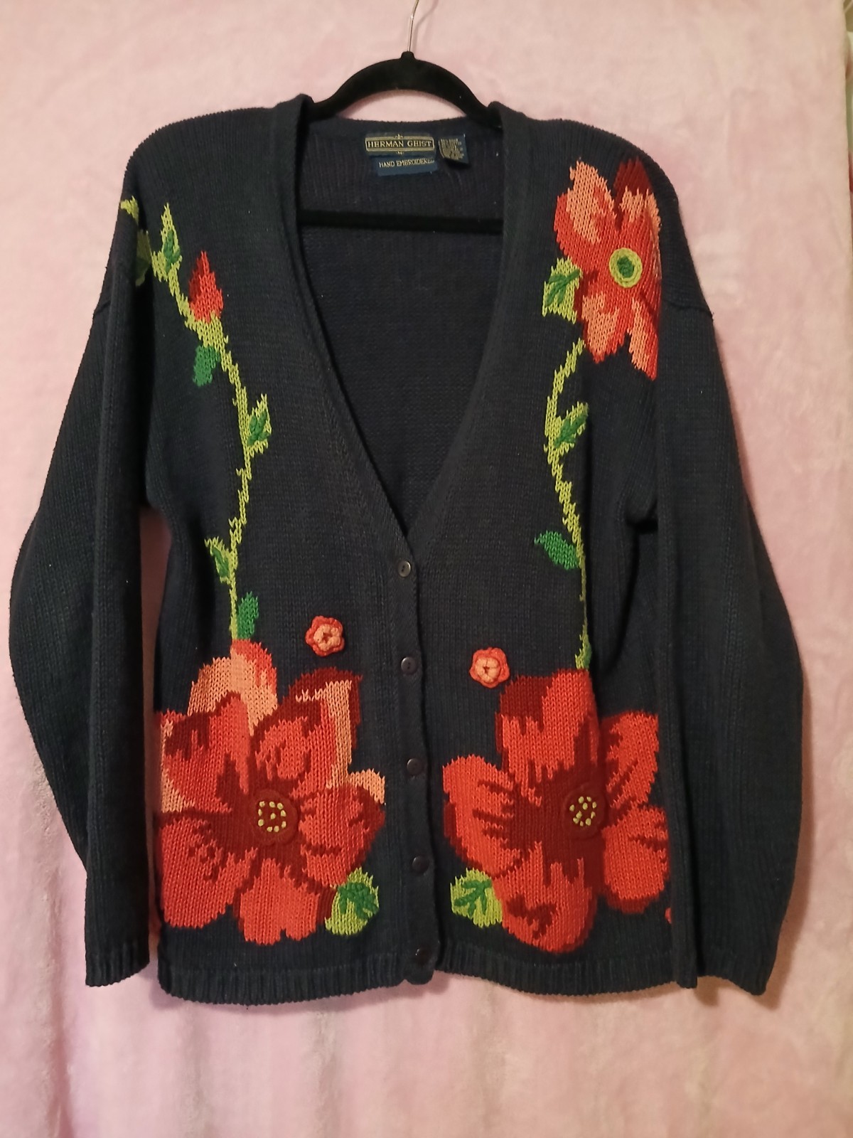 Vtg Herman Geist Navy Sweater & Skirt Outfit – Size M – 90s –