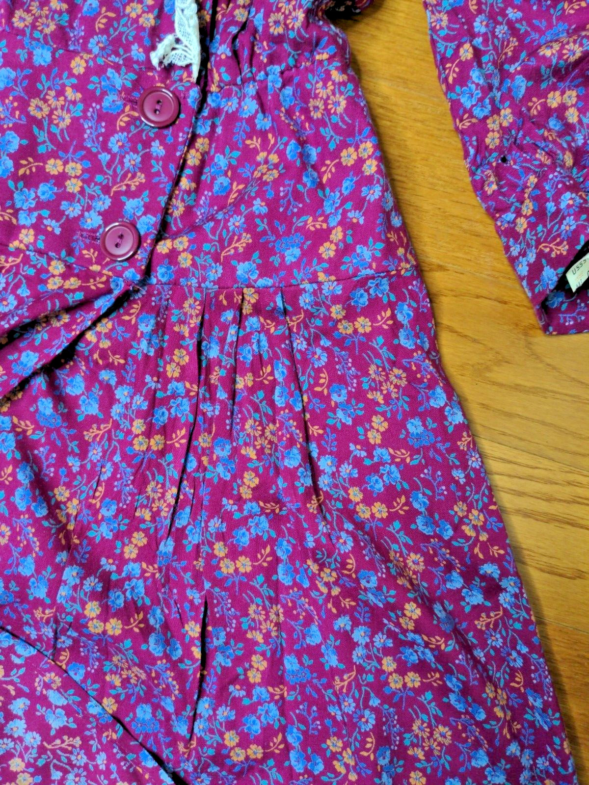 NOS Y2K JSJ Size 10 Secretary Cottagecore Prairie Ditsy Maroon Floral Midi Dress