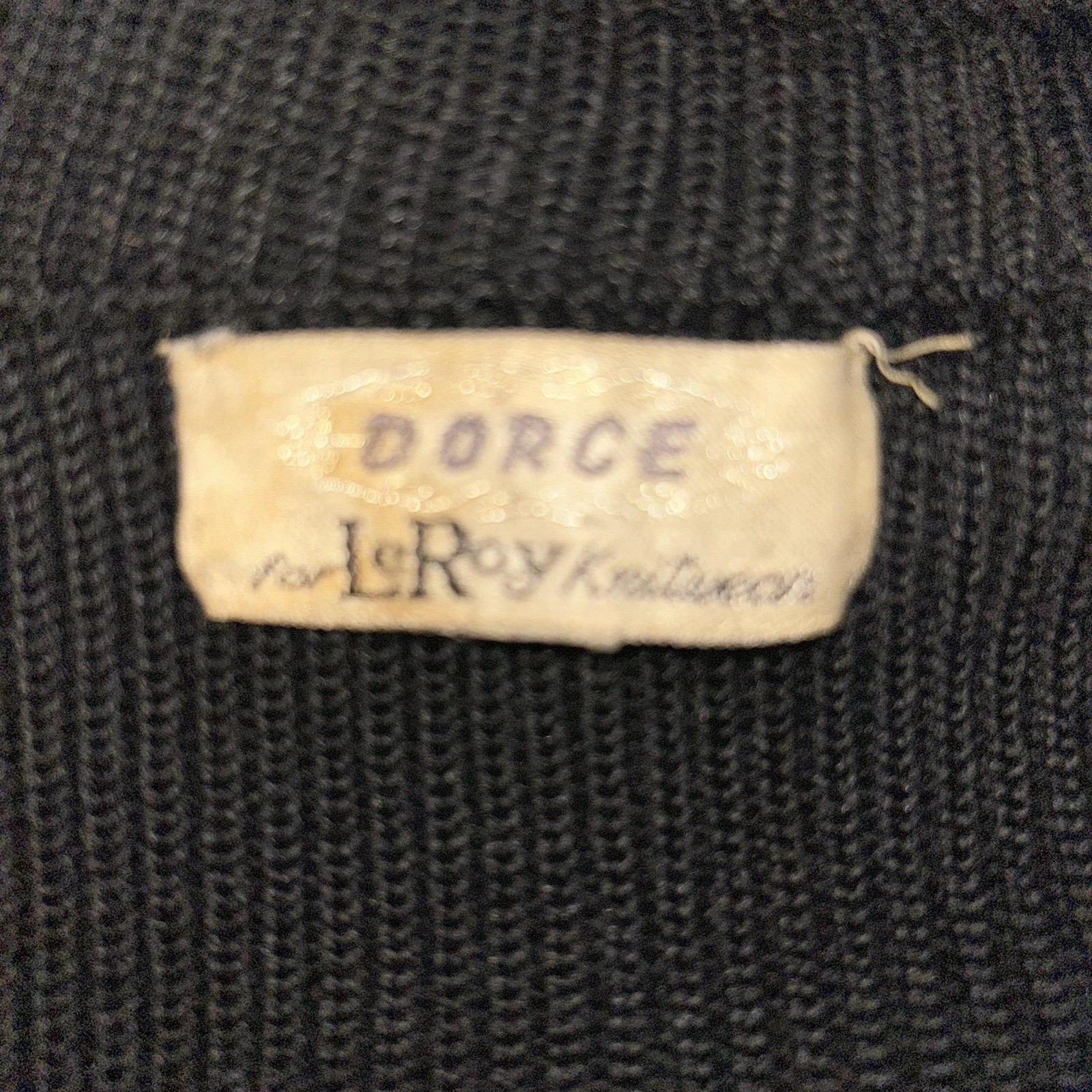 Vintage Dorce for LeRoy Knitwear Black Wool Button Front Cardigan Sweater m