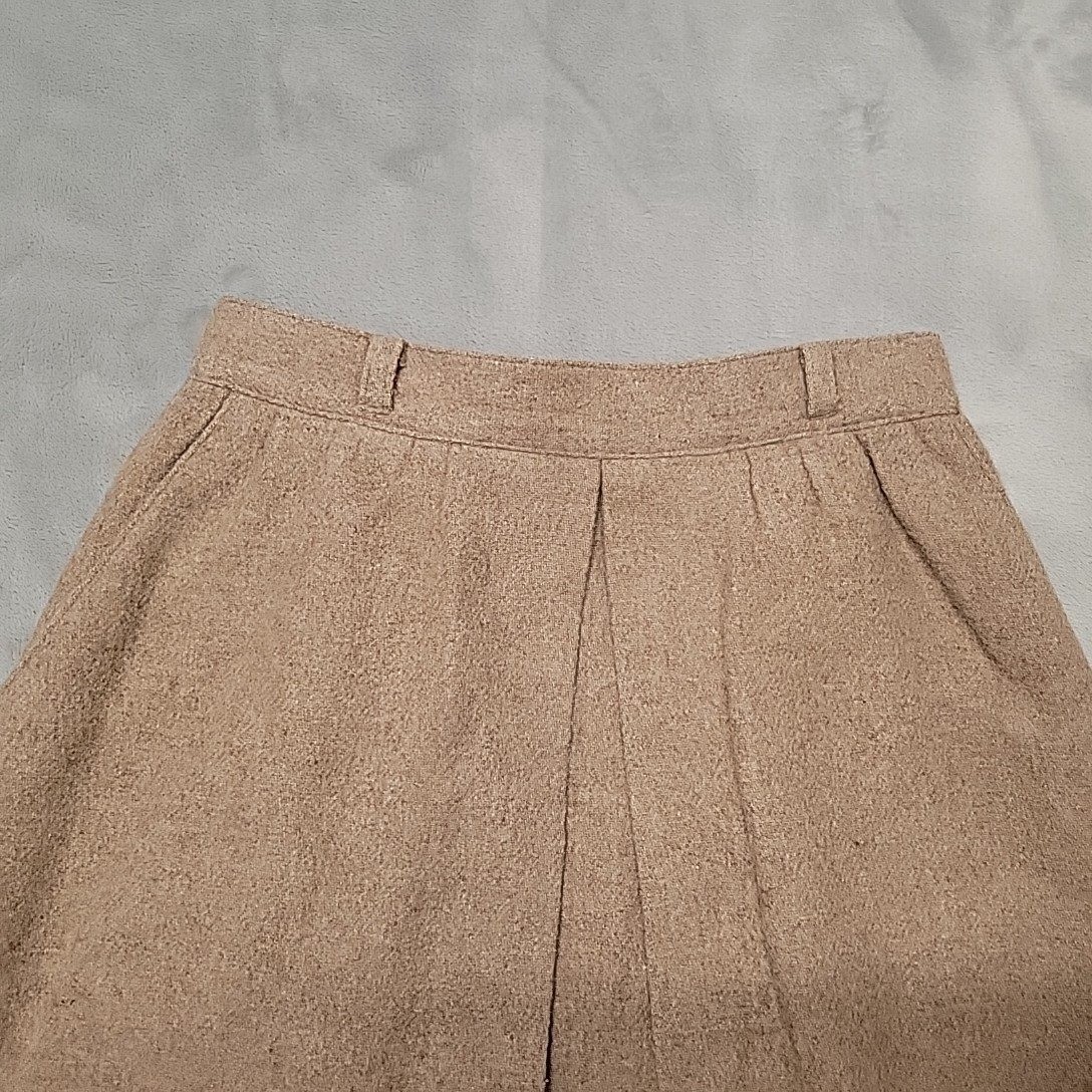 VTG Vino De Casa Skirt Womens 7 Beige Wool Blend A-Line Pleated Made In Japan