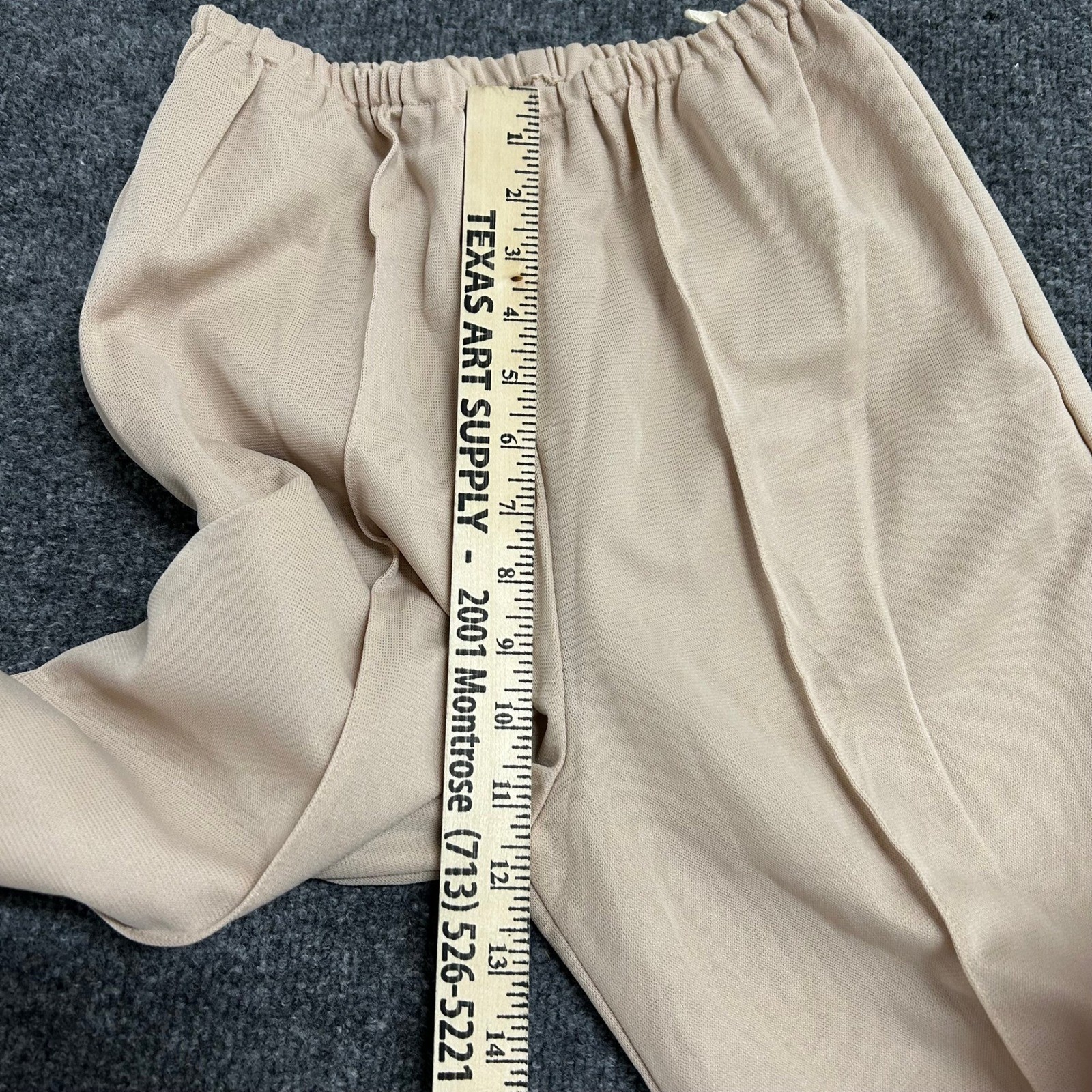 Vintage Dress Pants Womens Size 9/10 Beige Wide Leg Elastic Waist Crease Casual