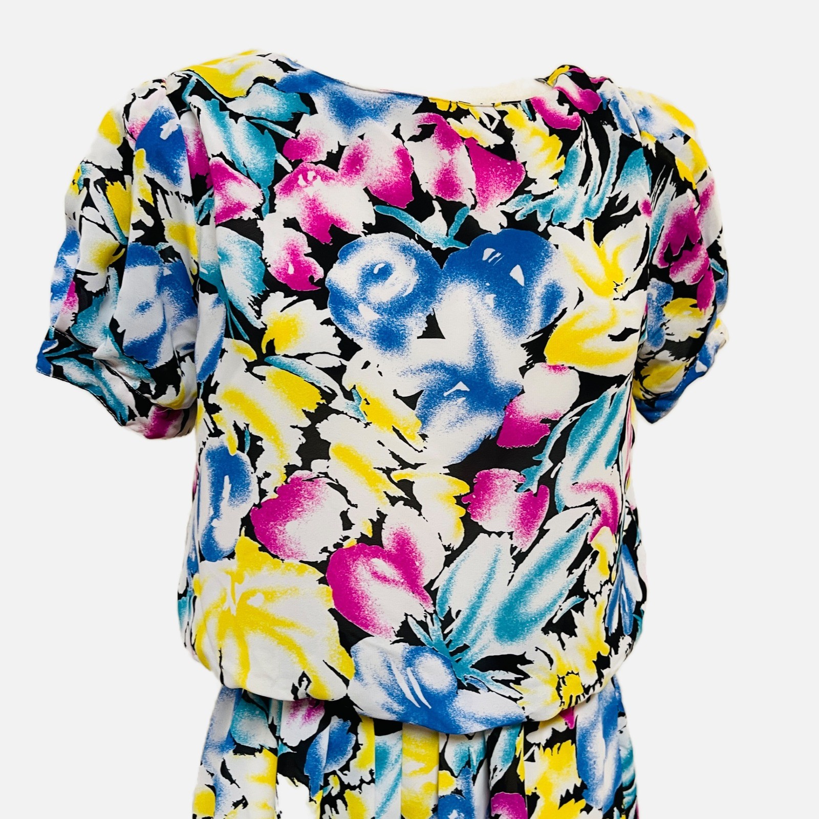 J.B. Too Vintage Floral Midi Party Dress Womens 10 Blouson Cocktail Tea 80s 90s