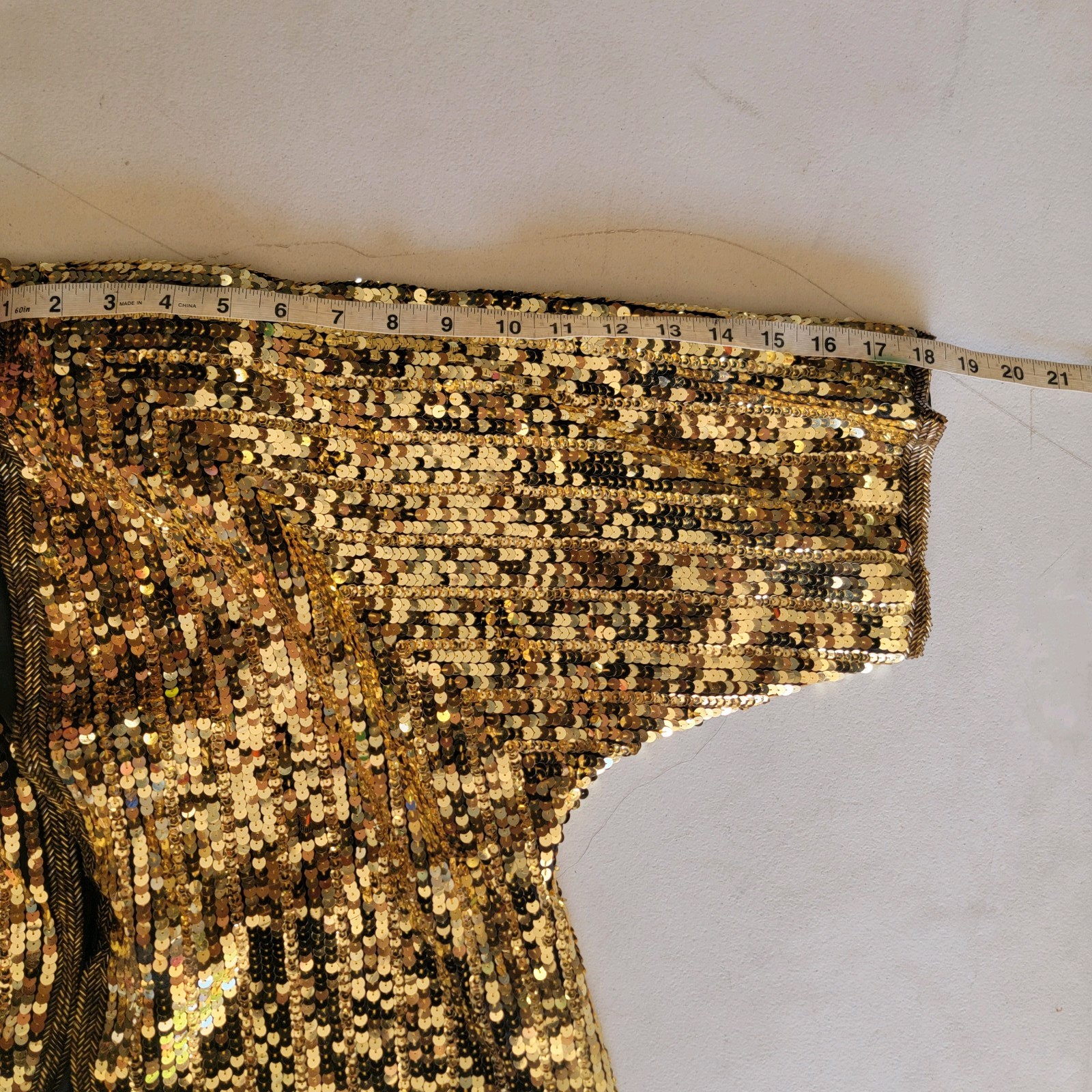 Vintage Isabelle Handmade Gold Sequin Cocktail Party Gatsby Shrug Jacket S/M