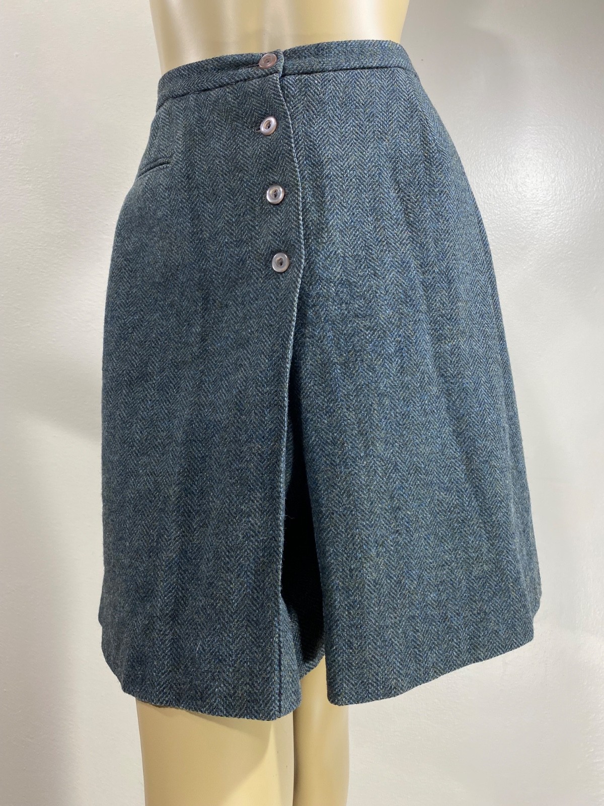 VINTAGE Hunter Split Riding Skirt Skort Equestrian Wool Tweed Culottes S/XS 26W