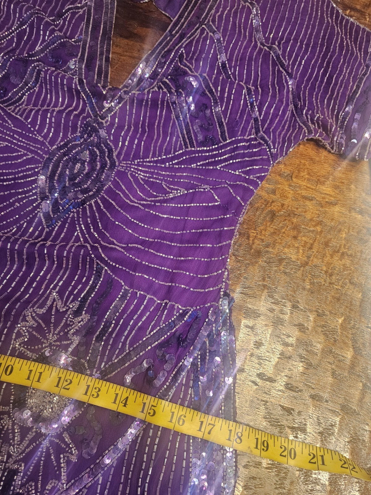 Vintage Carina Purple Beaded Sequin Backless Cocktail Dess Small…