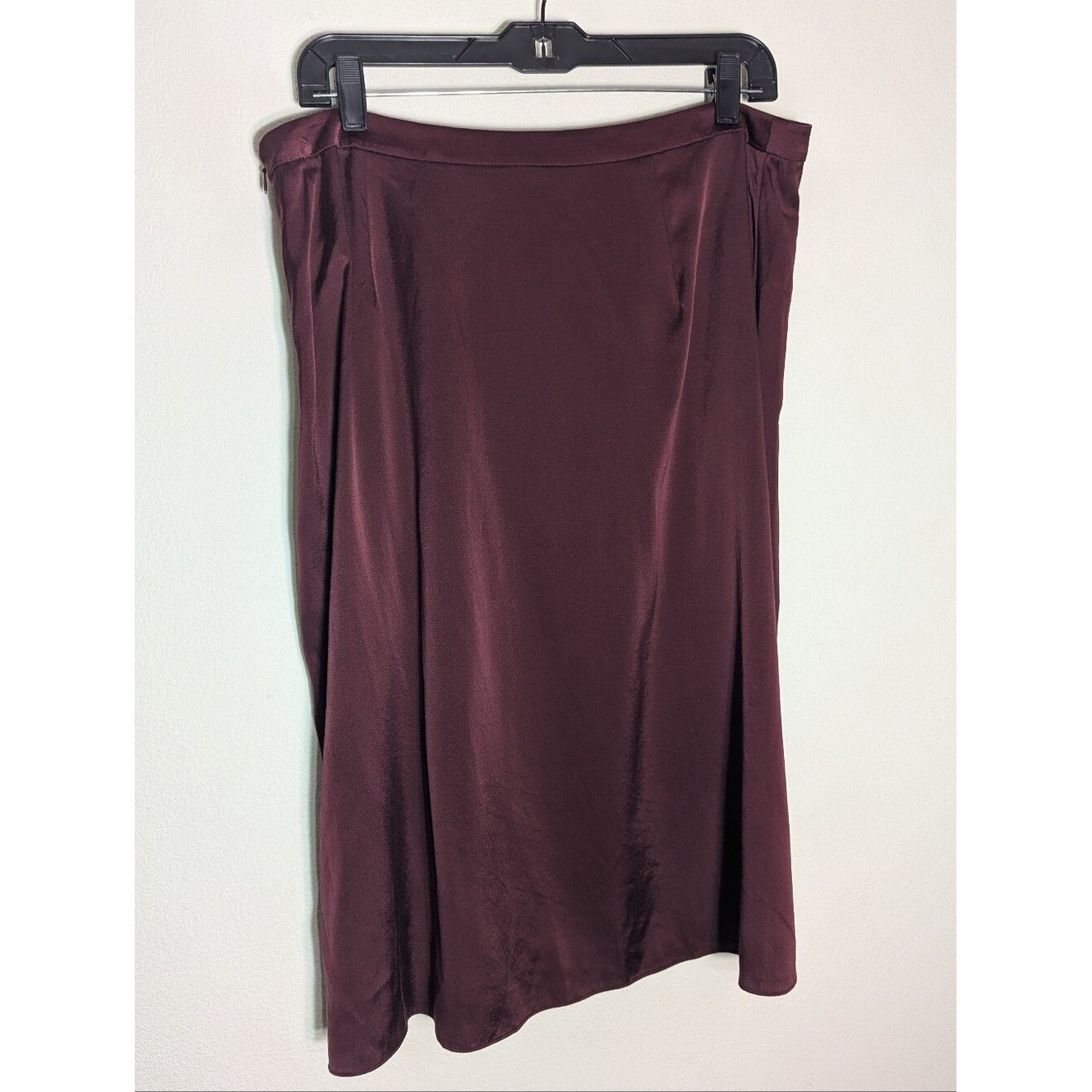 Eileen Fisher Womens Skirt Silk Burgundy Wine Quiet Luxury Old Money Plus Sz 14