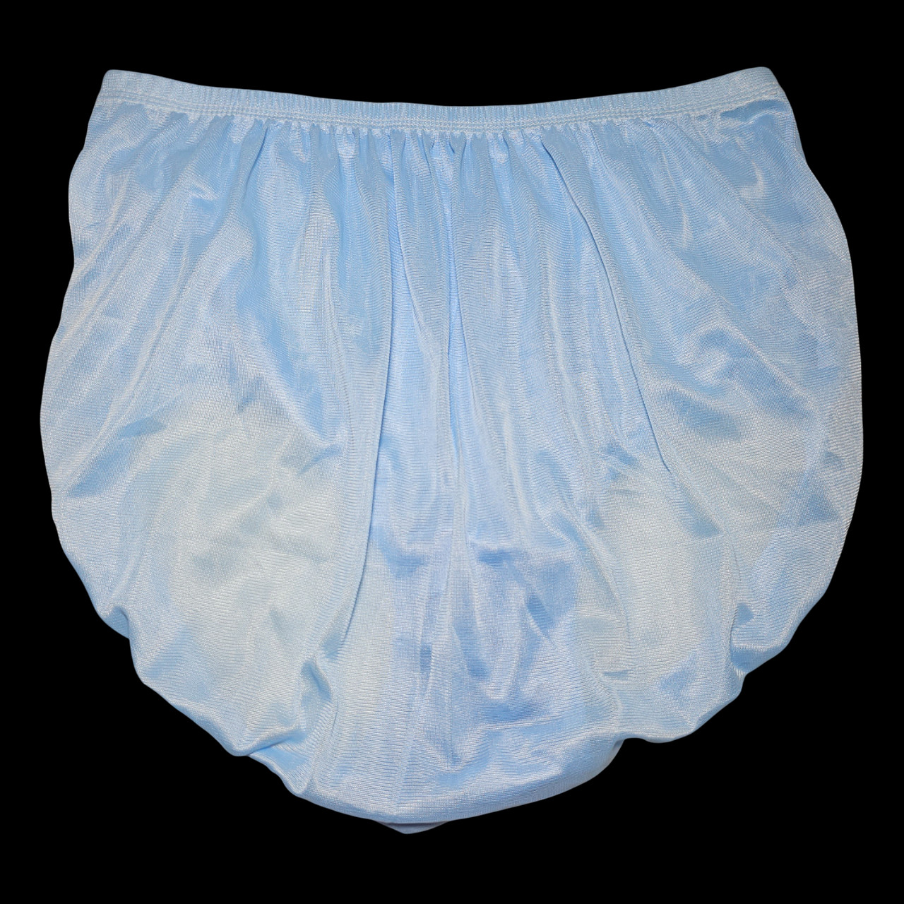VTG Sheer Nylon Panty Granny Blue Double Gusset Sheer Brief Sz. 10-11 Hip 48-52″