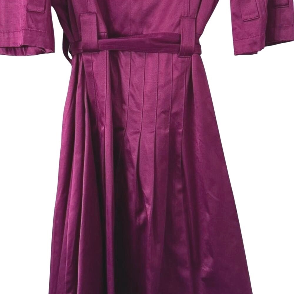 Vintage ELLE Purple/Magenta Satin Barbicore Belted Y2K Trench Size M