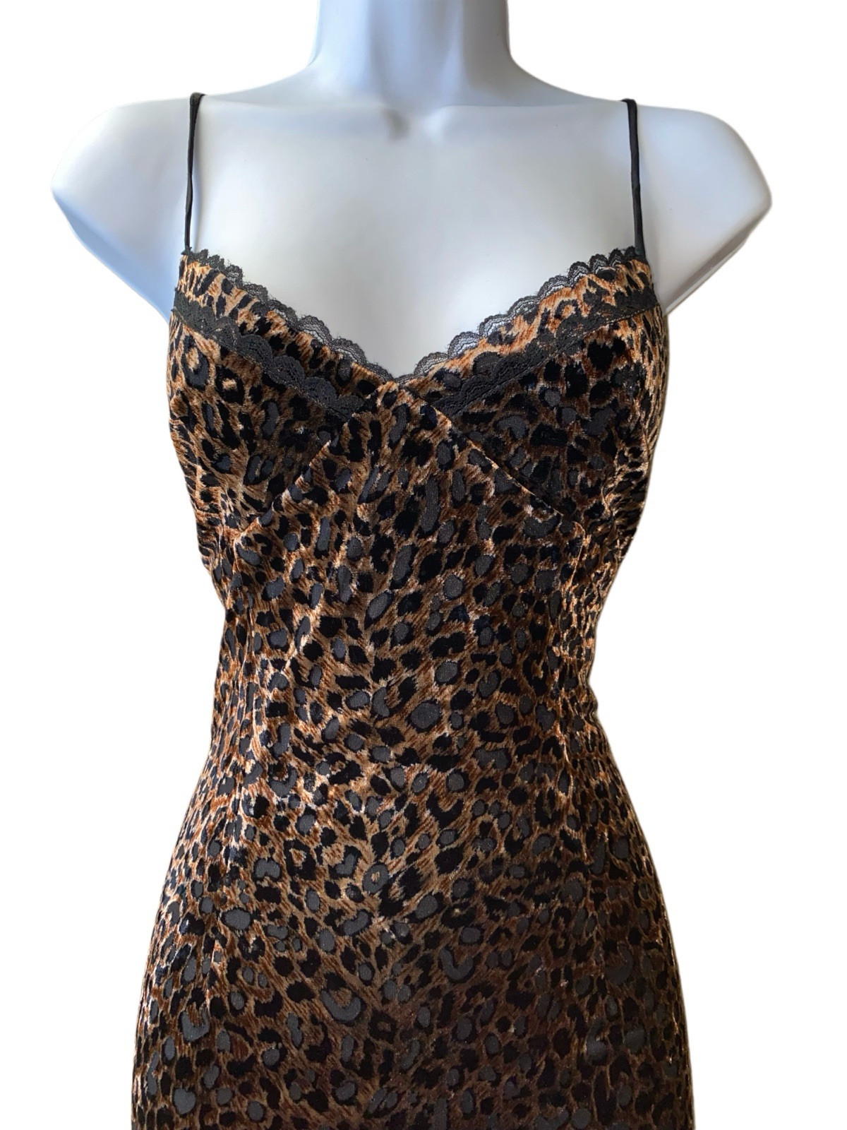 Y2K Vintage NWOT Rare 90s Mob Wife Cheetah Print Lace Fran Fine Mini Dress Sz 4