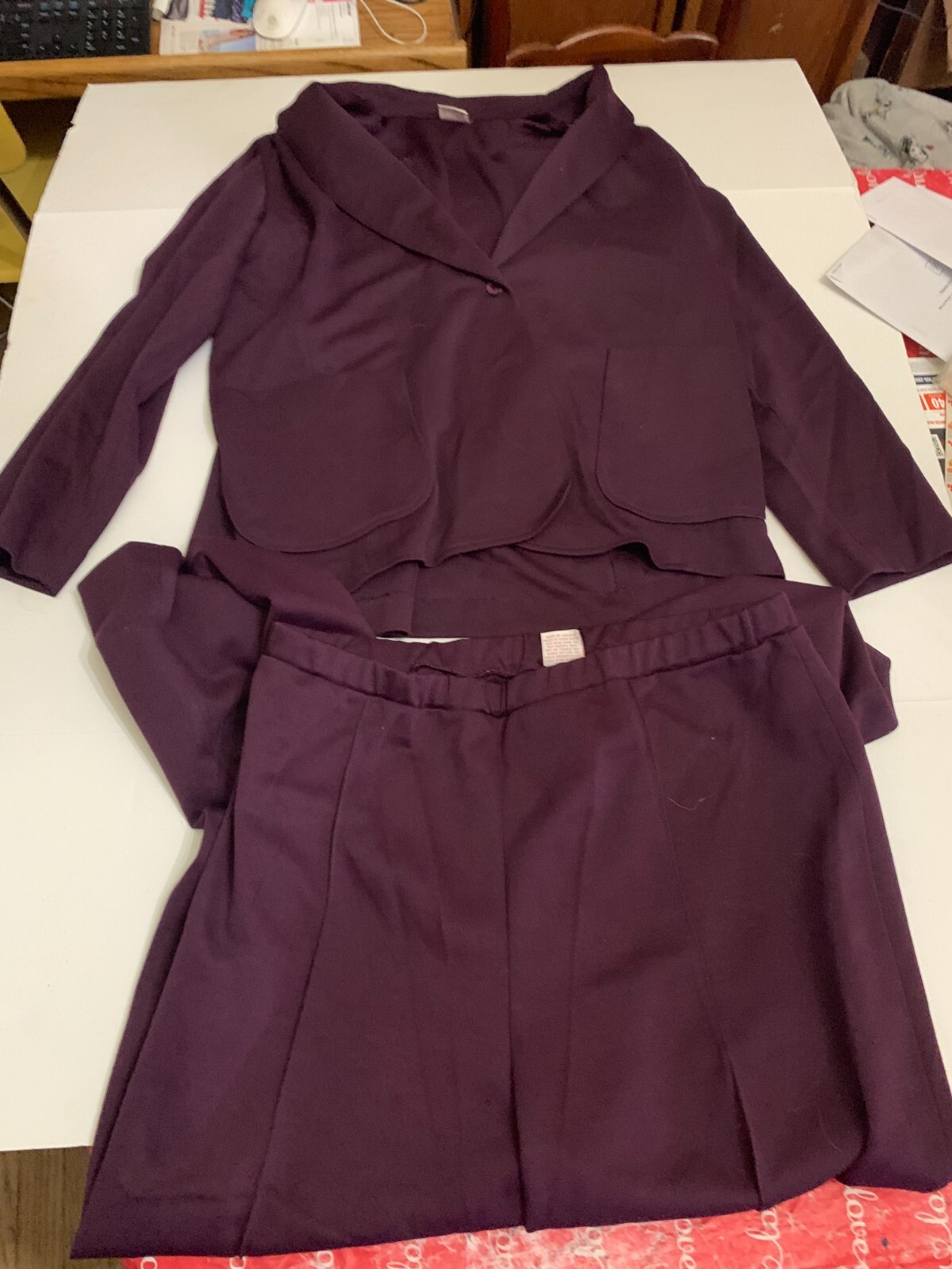 Vintage 1980’s Lady Graff Dark Purple Women’s Pant Suit Pants and Suit Jacket