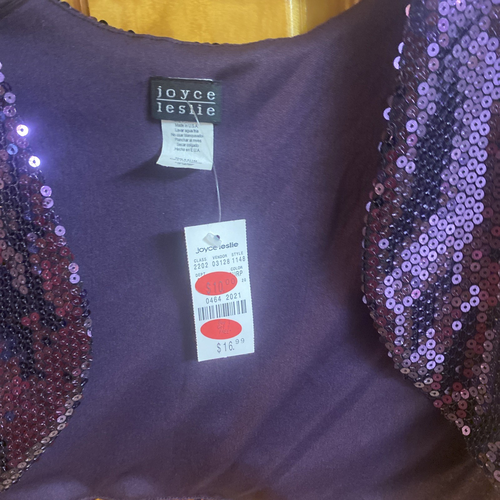 Vintage Purple Sequin Bolero Shrug Sz Large Metallic Evening Flashback Cropped
