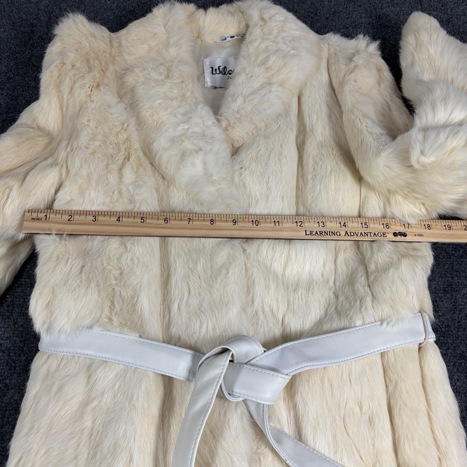 Vintage Wilsons Leather Belted Rabbit Fur Jacket Large Genuine Fur Coat And Hat