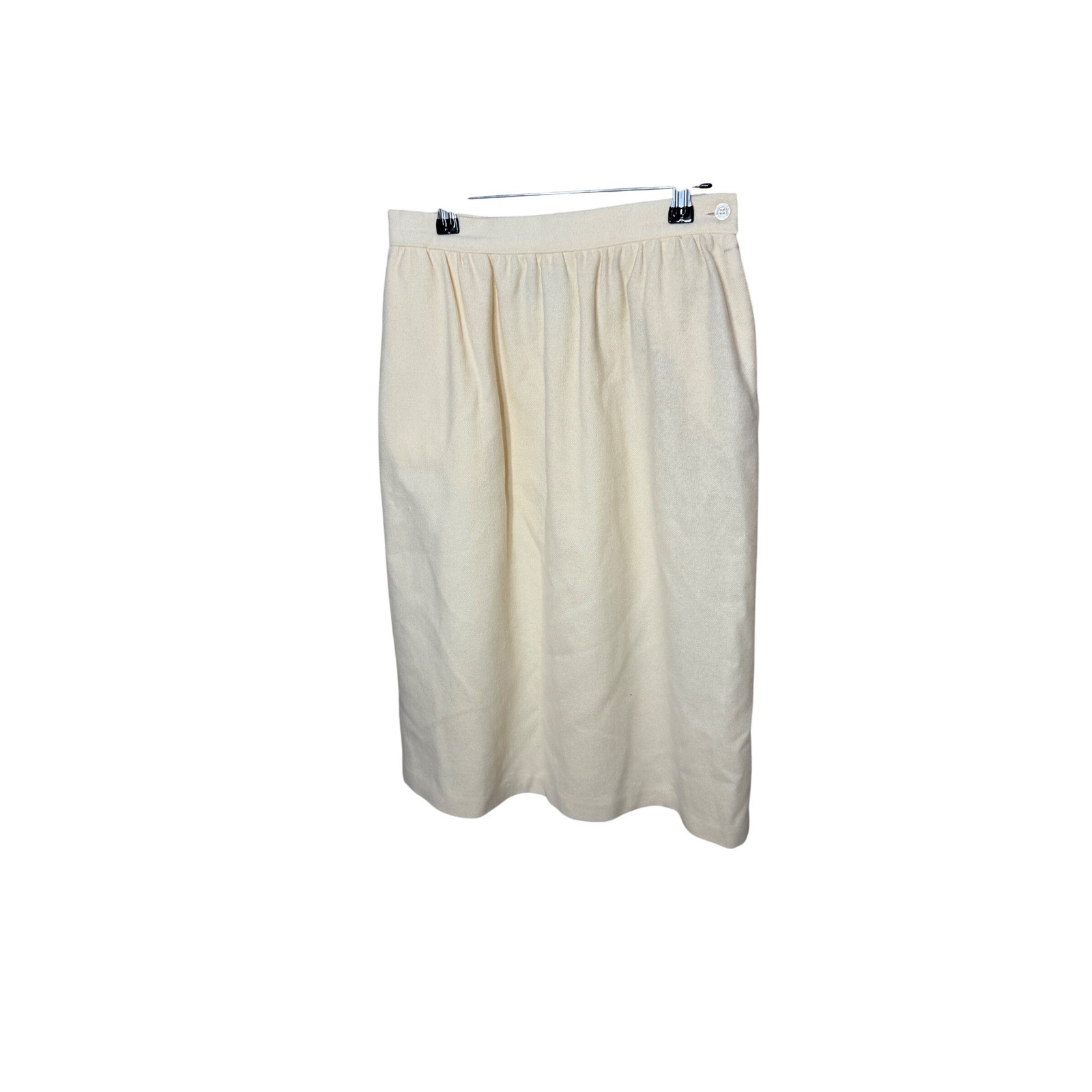 Thats Me Vintage Cream 100% Wool Skirt Suit Set Cropped Blazer Midi Skirt 11/12