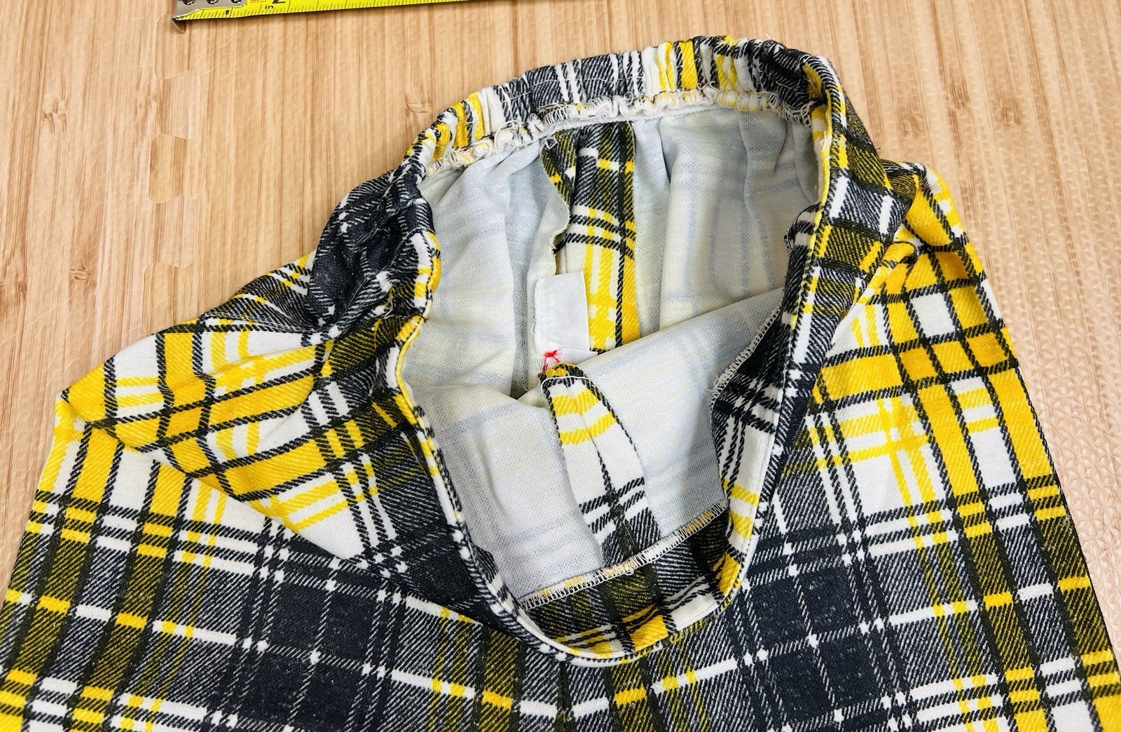 Vtg Glen Of Michigan Womens 26 Elastic High Waist Retro Black Yellow Plaid Pants