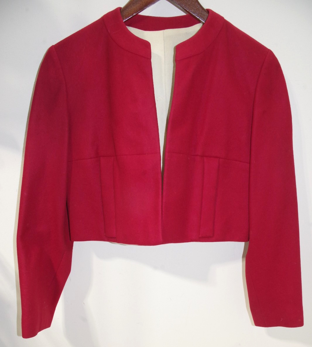 X1 True Vintage Couture Red Jacket 100% Wool Felt XS Open Bolero Topper
