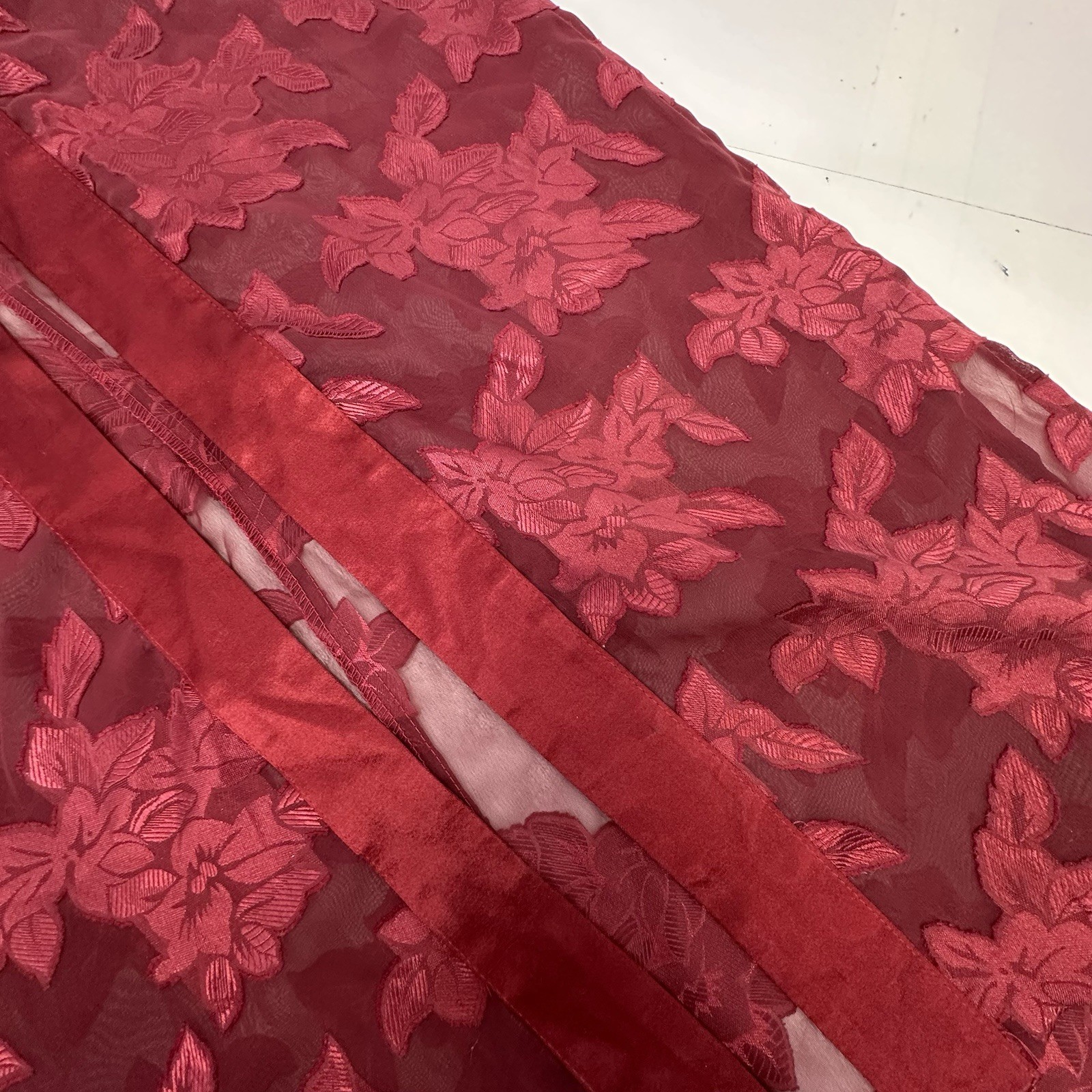 VTG Wayne Diamond Burgundy Cheongsam InspiredSheer DusterFrog Closure USA 8 READ