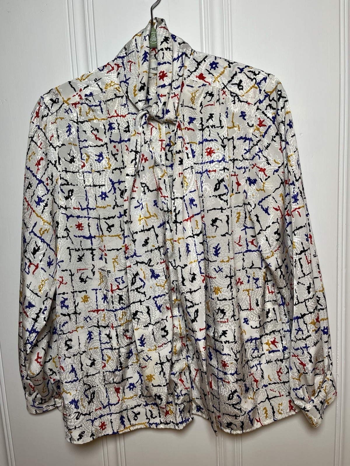 Vintage Alfred Dunner 70s 80s Shirt Size 12 Tie Primary Colors Retro Design