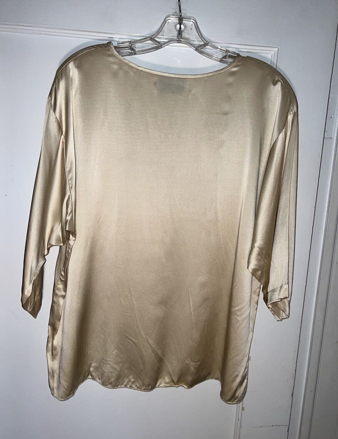 Vintage Jane Suttell made in USA Silk tunic top Ivory Moth O/S. d513