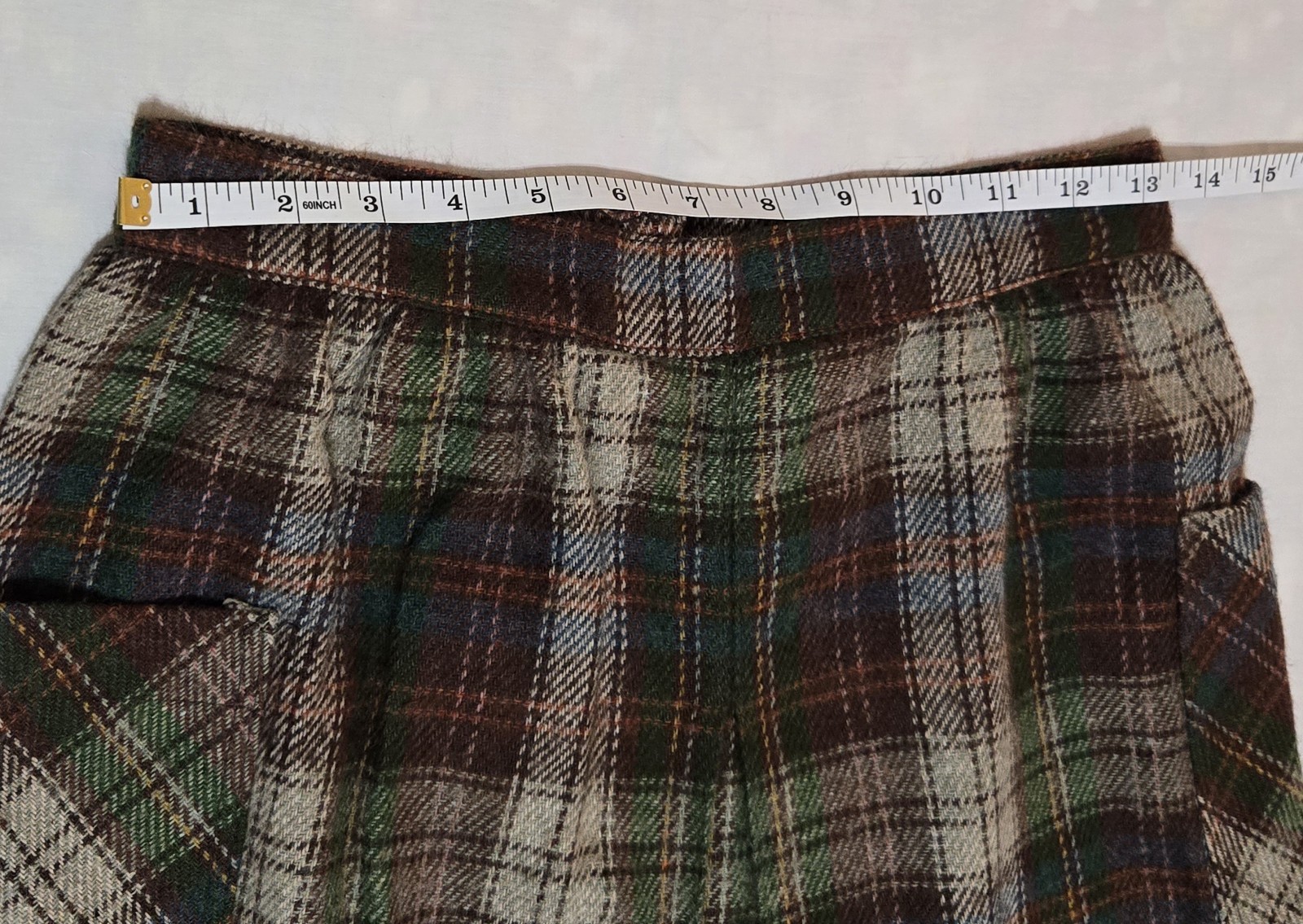 Vtg 80s Plaid Midi, Drk Academia, Pleated With Deep Pockets, Modern Sz 26″ Waist