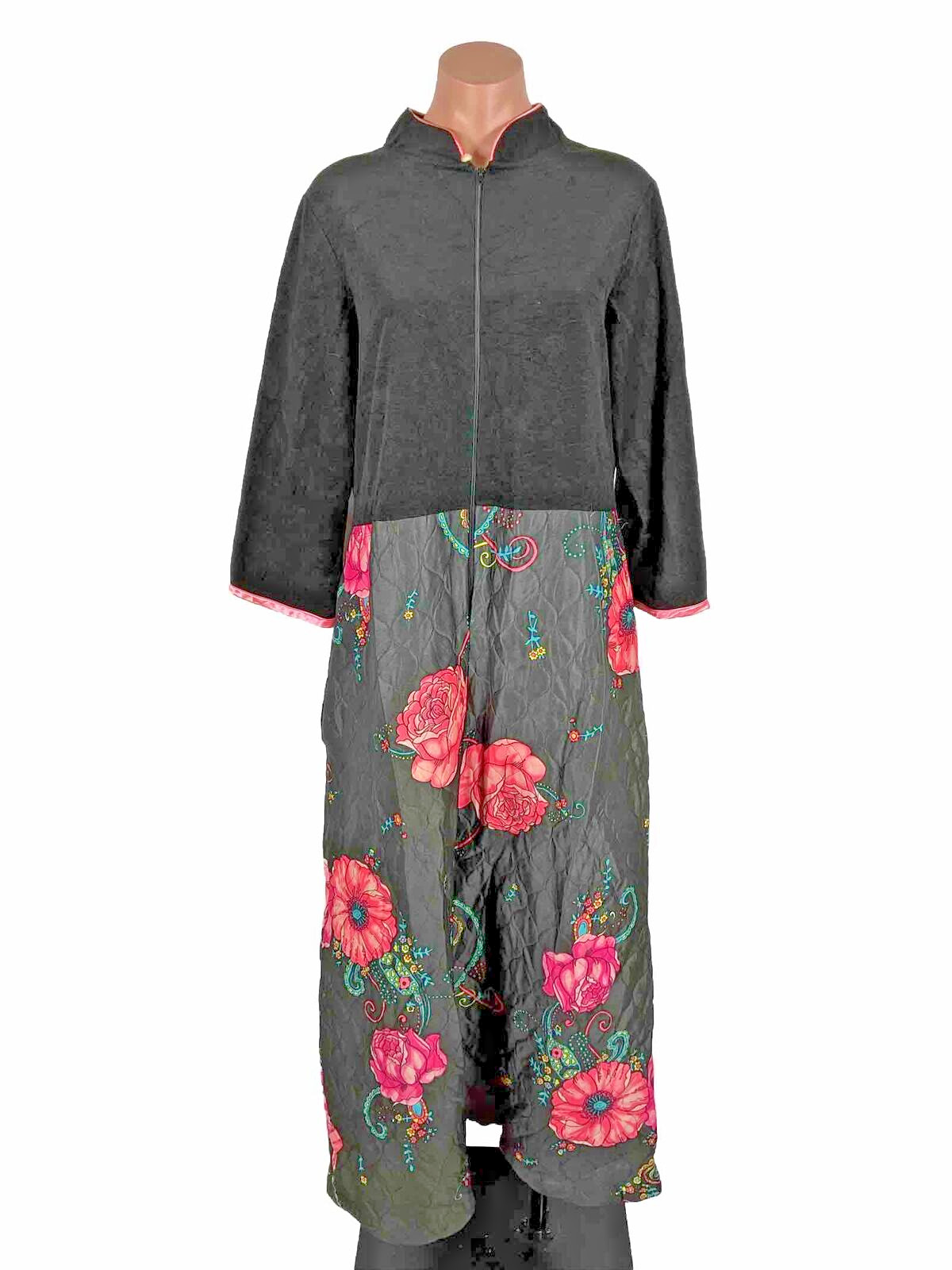 Vintage 70s Plaza 9 M Robe House Dress Lounge Muumuu Kaftan Psychedelic Floral