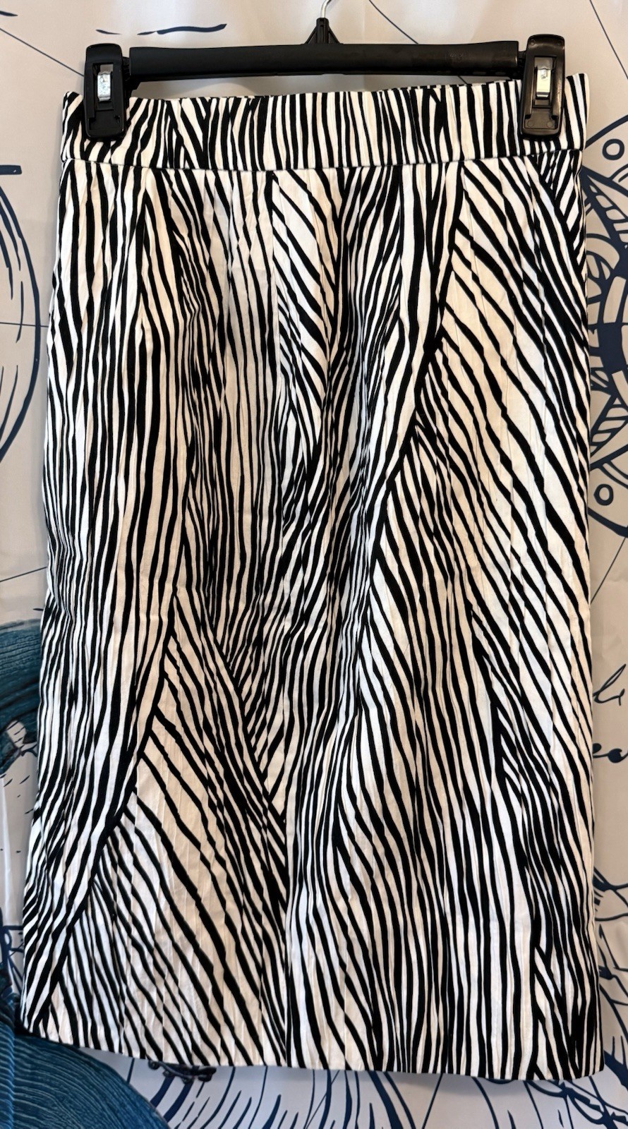 Vintage Bisang Couture Neiman Marcus XS Pencil Skirt Black White Zebra Print