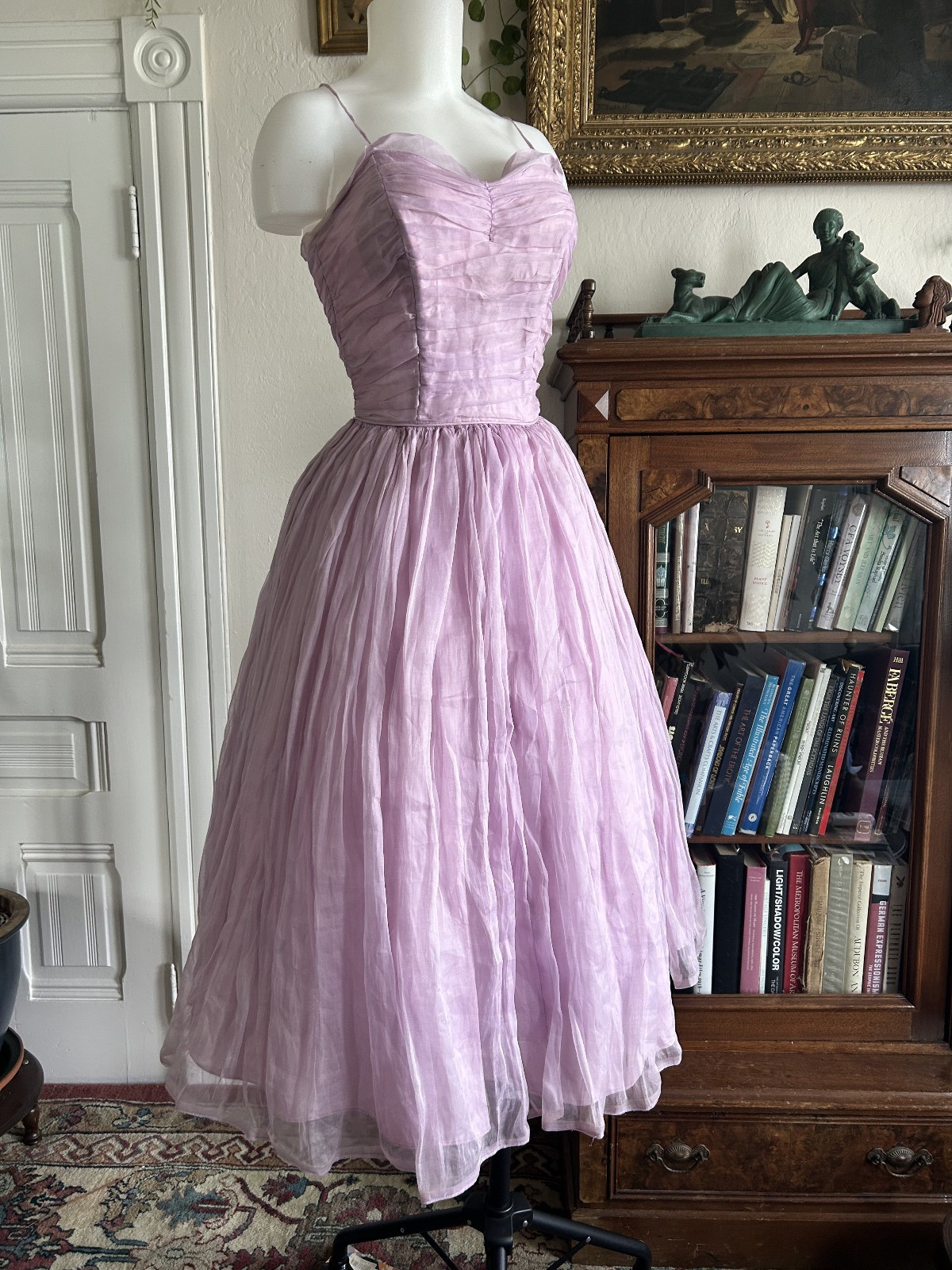 Vintage 1950s Lilac Emma Domb Lavender CHIFFON Organza Party Prom Cupcake DRESS
