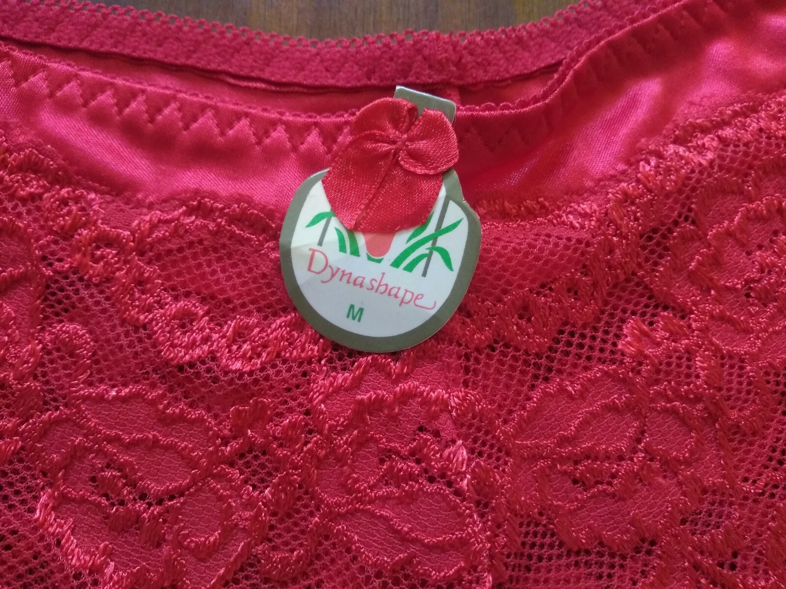 Vintage Dynashape Red Beige Blue Lace Short Hi Cut Panties Size Medium 6