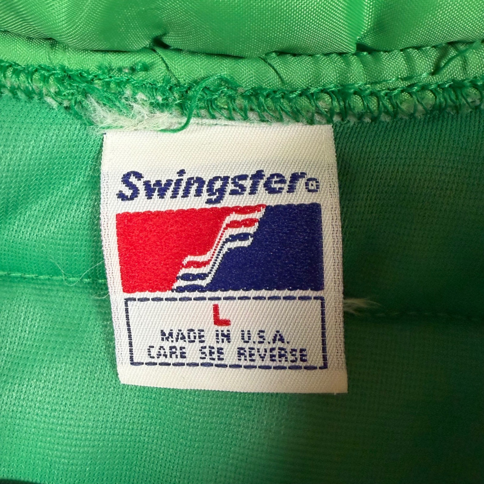 Vintage Swingster Women L Puffer Vest Green Snap Front Quilted Padded USA