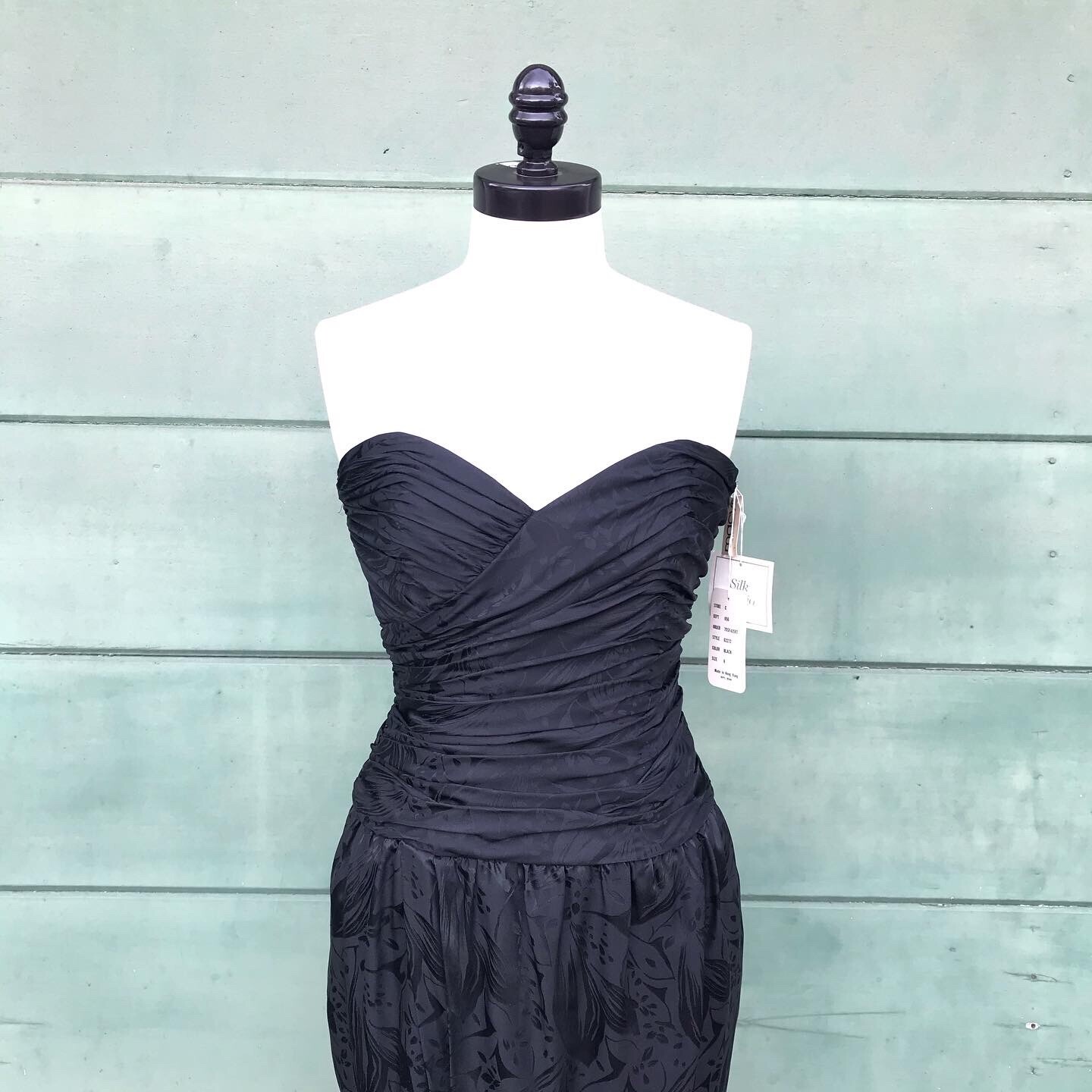 Deadstock NWT 1980’s Vintage 80s 1990’s 90s Black Silk Party Cocktail Dress S M