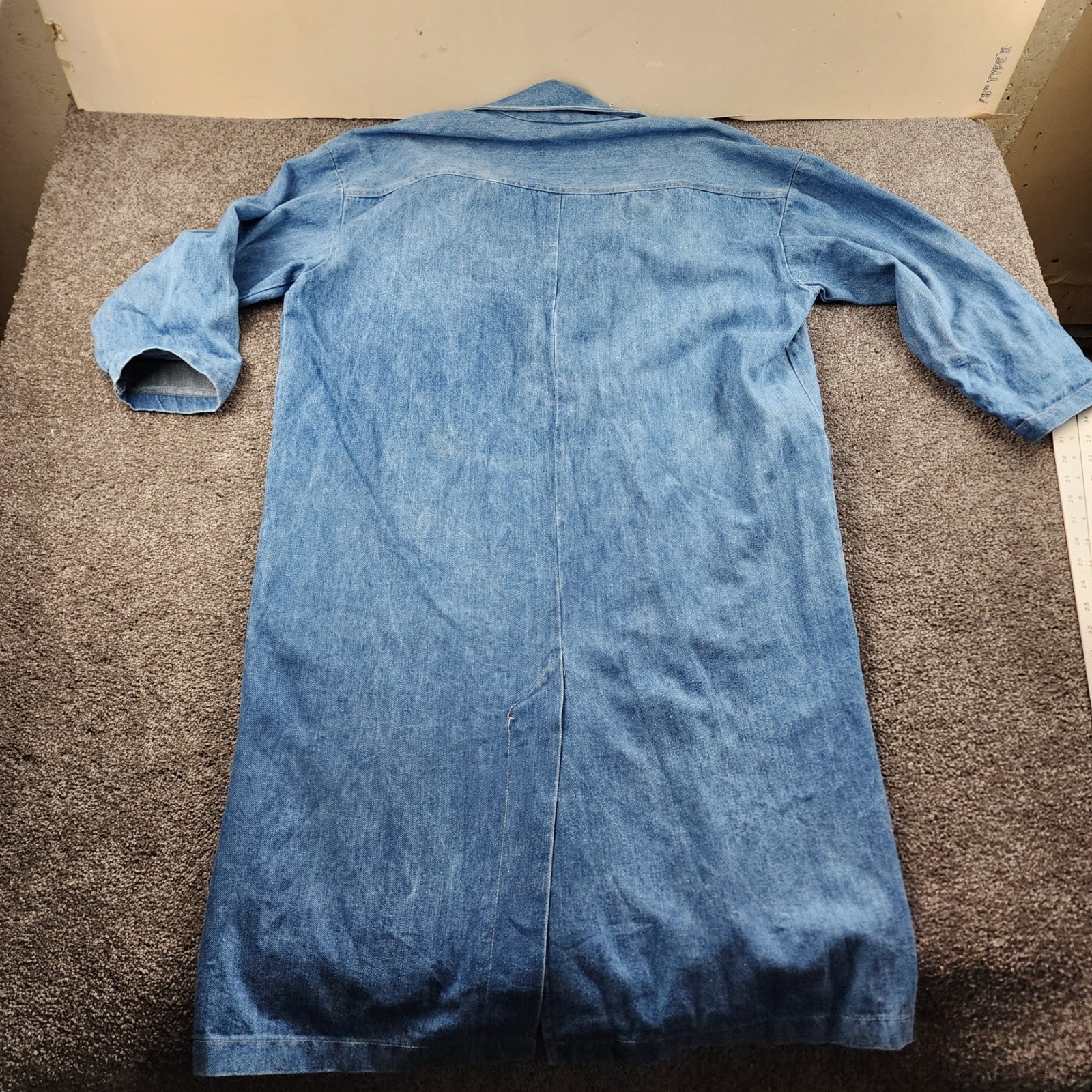 Stuffed Shirt Denim Duster Jacket Womens Large Blue Good Vintage 100% Cotton USA