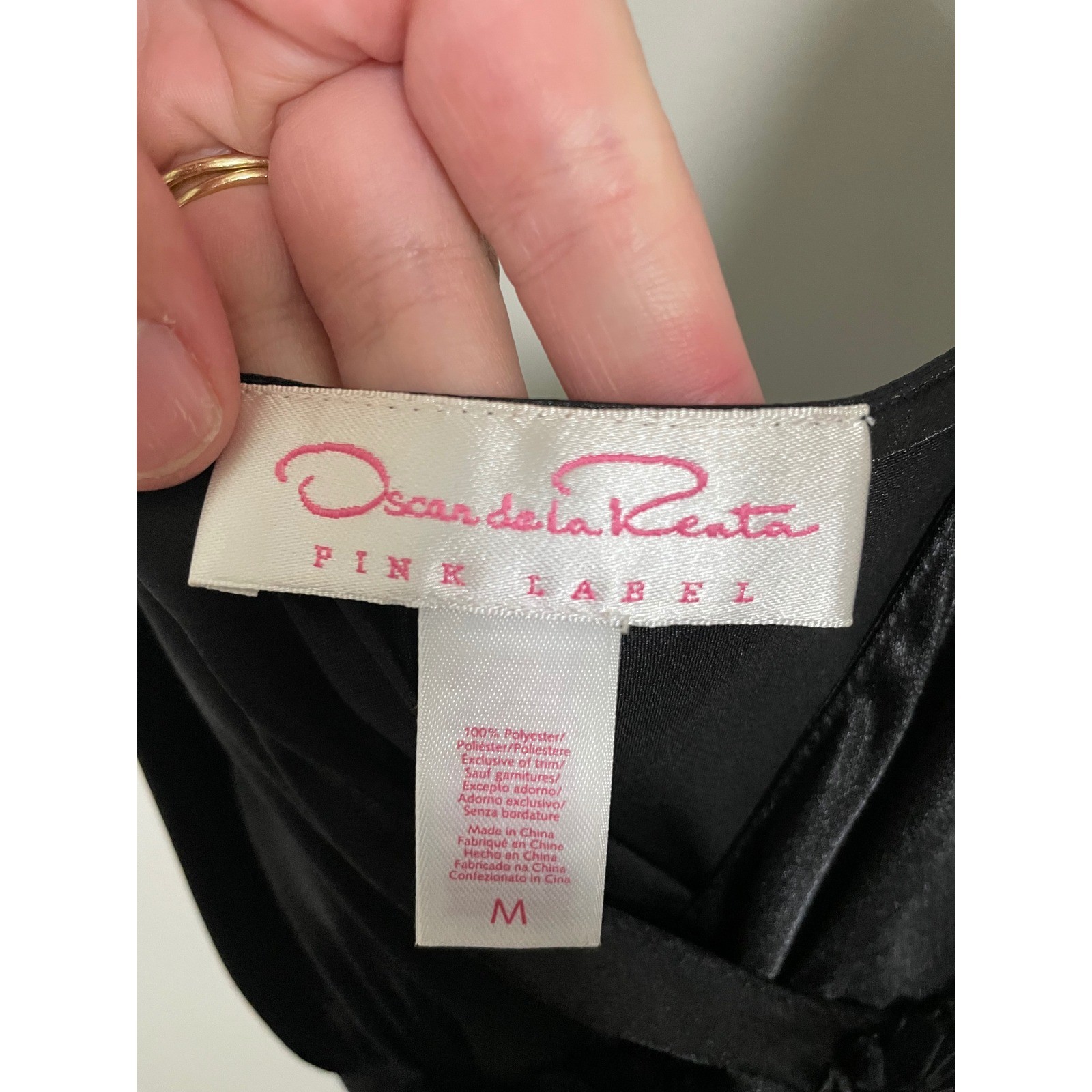 Vintage Oscar De La Renta Black Satin Midi Slip Dress Size Medium Romantic Fairy