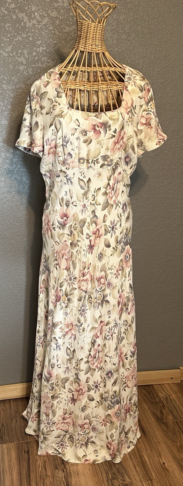 Vintage 90s Benson and Smith Floral Short Sleeve Maxi Dress Size 9 Cottagecore