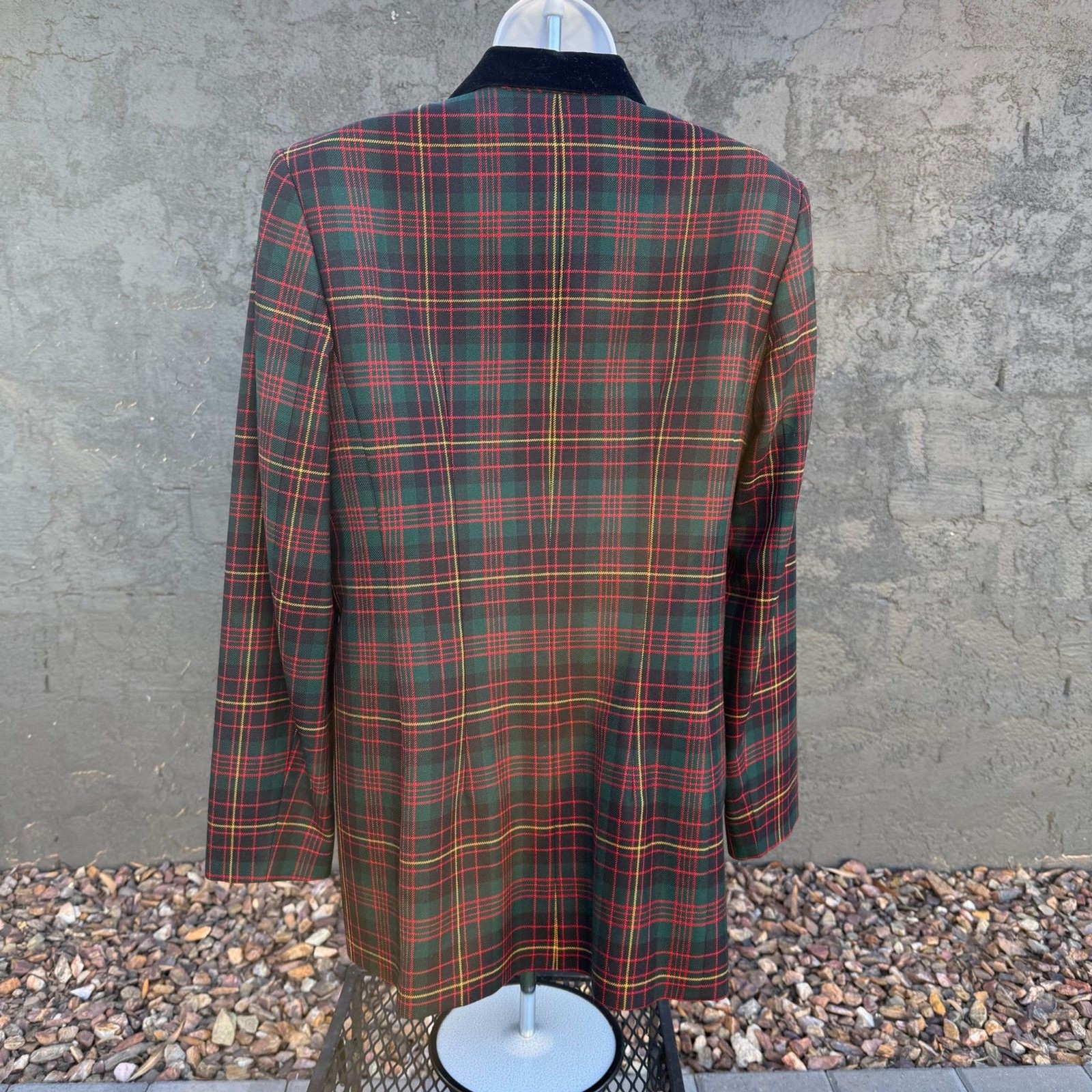 Vintage Pendleton Tartan Plaid Velvet Collar Blazer 6 Tall