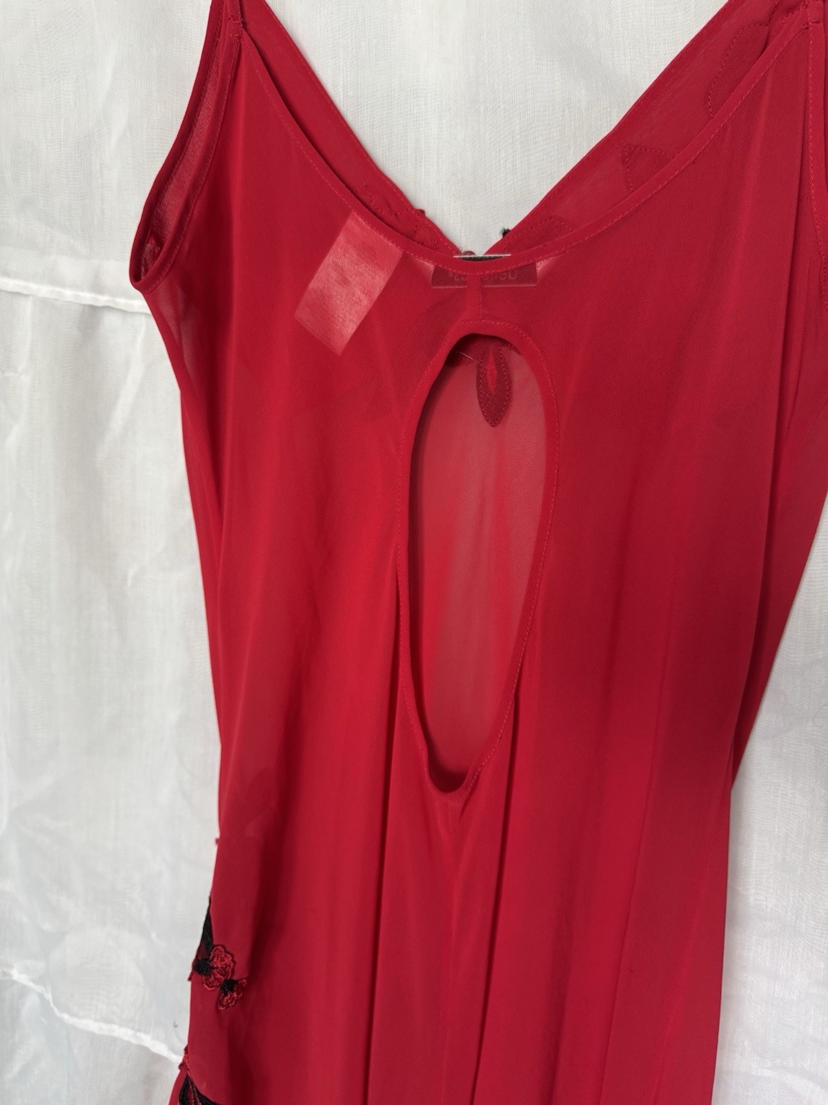 Vintage Delicates Sheer Floral Nightgown with Cutout Back, Women’s Size medium