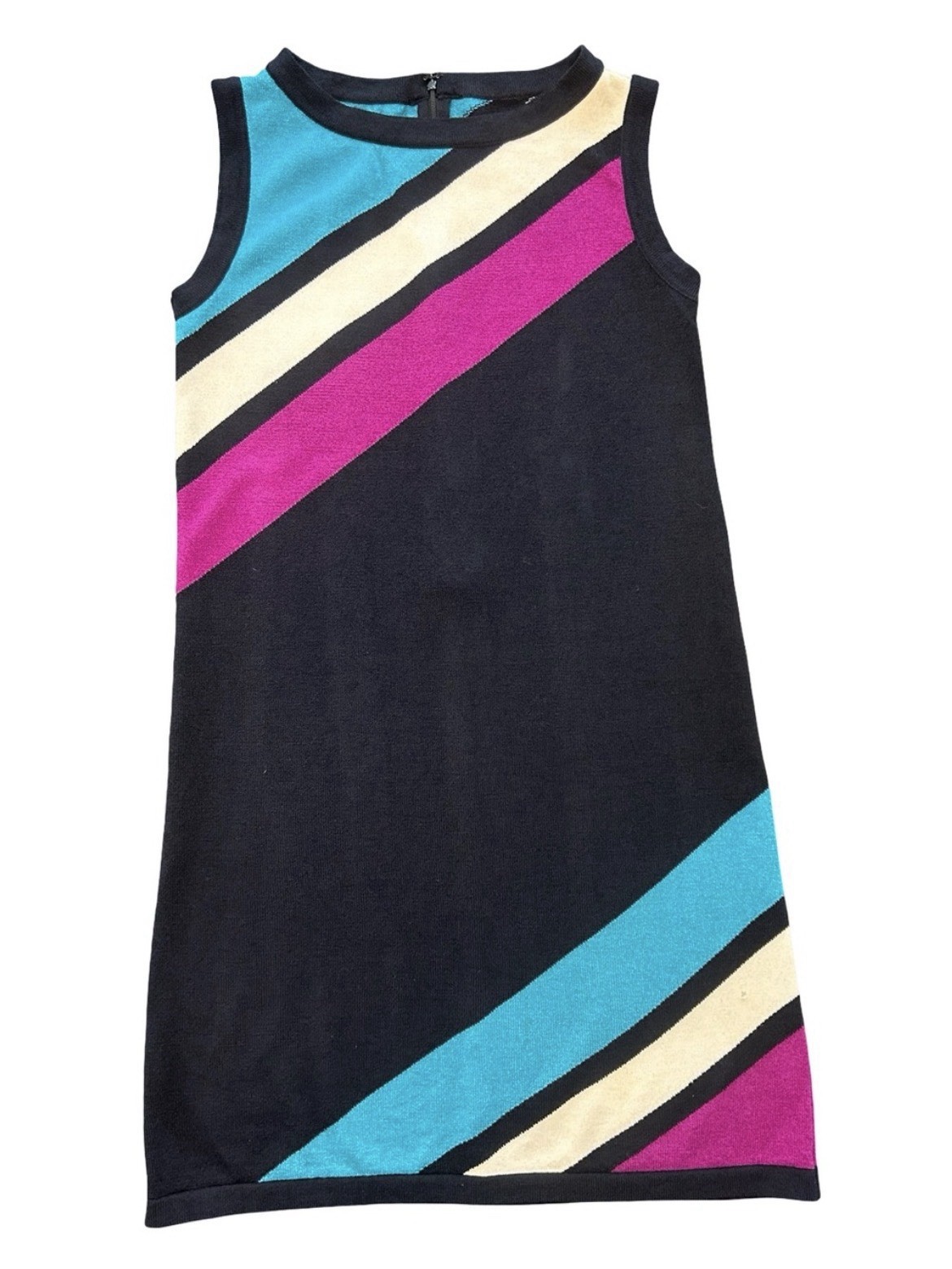 VTG 80’s St. John Collection Marie Gray Santana Knit Dress Sheath Colorblock 10