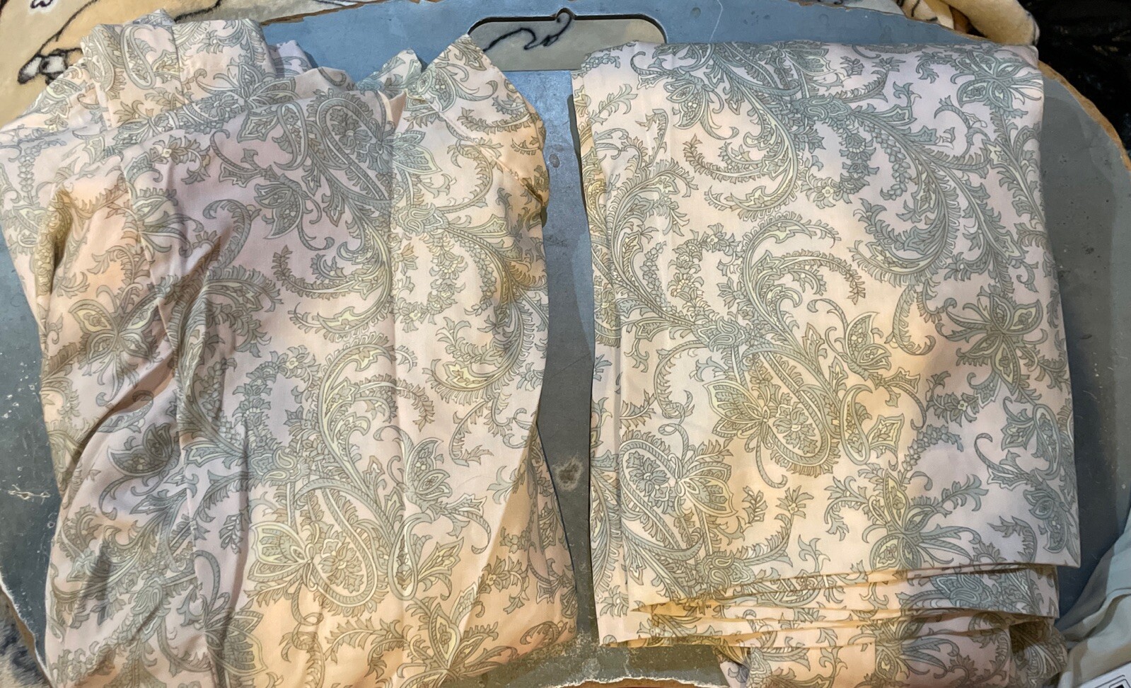 Vtg David Brooks Skirt 2 Piece Set Pink Paisley 90s Short Sleeve Modest Size 10