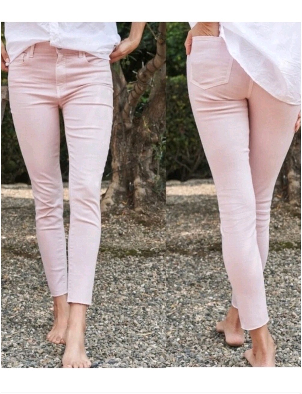 Frank & Eileen Sligo Vintage Rose Pink Raw Hem Jeans Womens 28 Straight Stretch